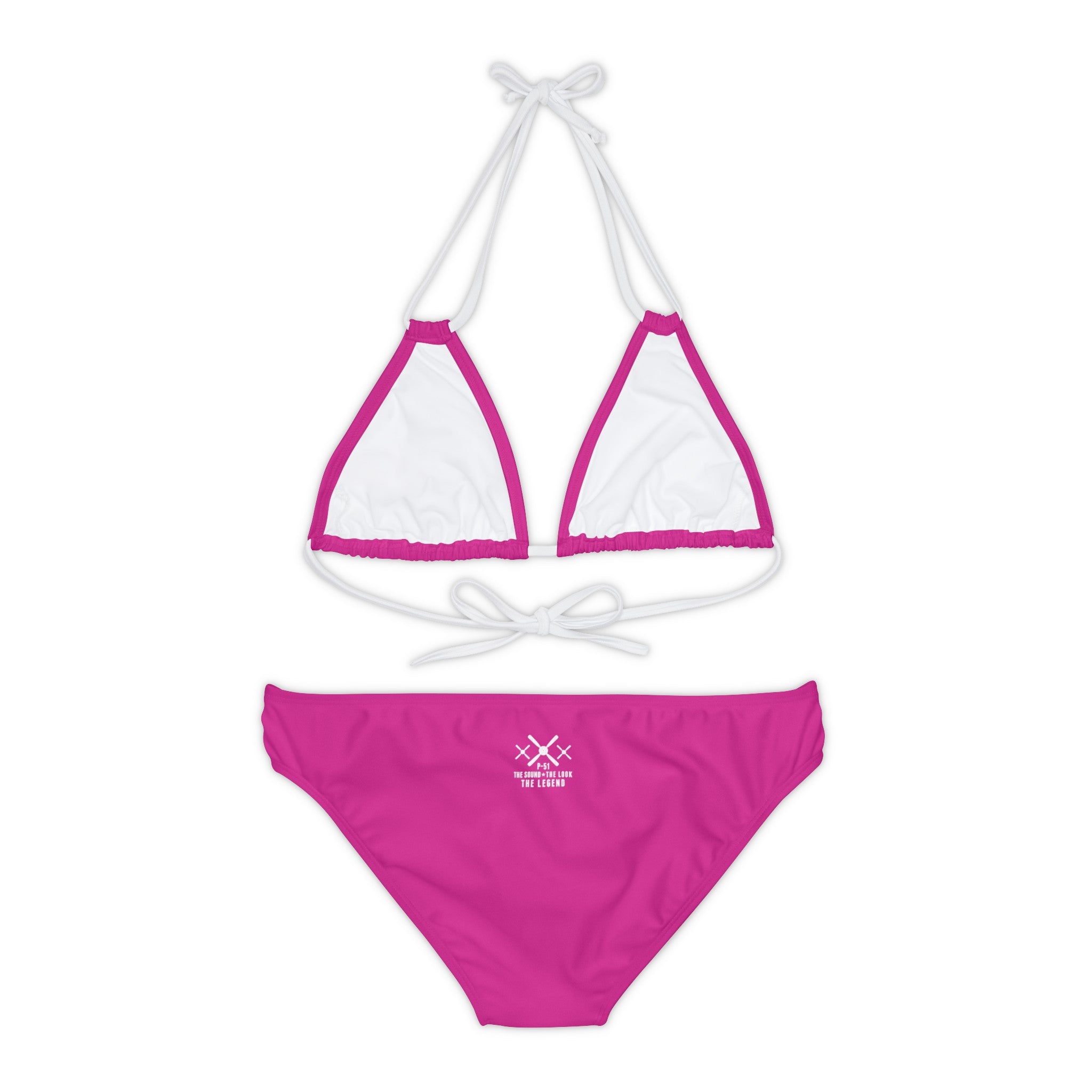 WOMEN'S MUSTANG LEGEND STRAPPY BIKINI SET - S REAR WAIST, PINK/WHITE