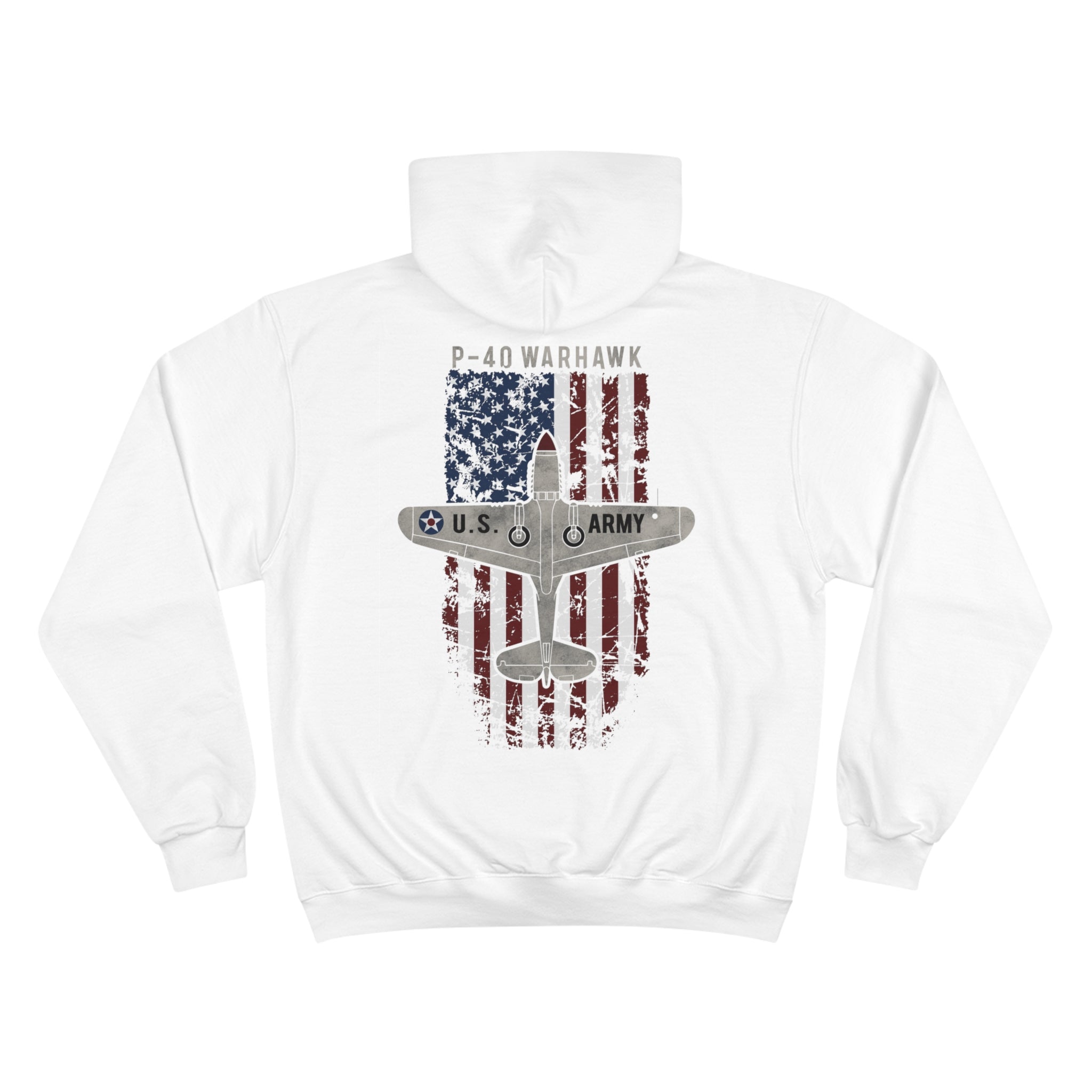 AMERICAN ICON P-40 CHAMPION HOODIE - VERTICAL CHEST, LARGE BACK LOGO