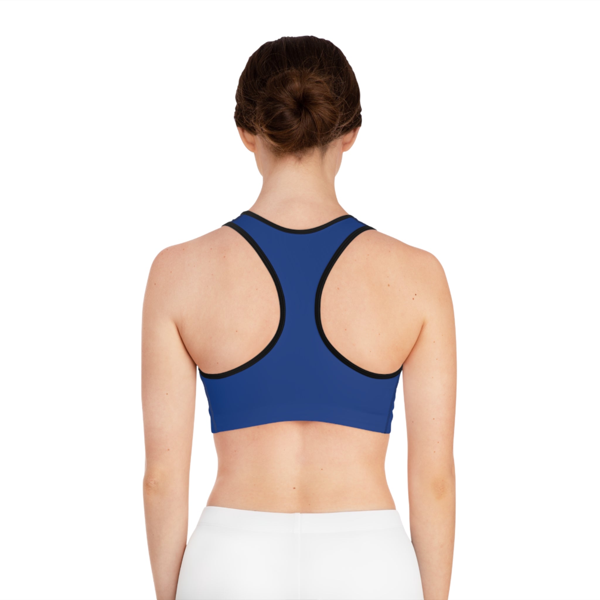 WOMEN'S 100 DAY WONDER SPORTS BRA - S CENTER CHEST, DARK BLUE COLOR