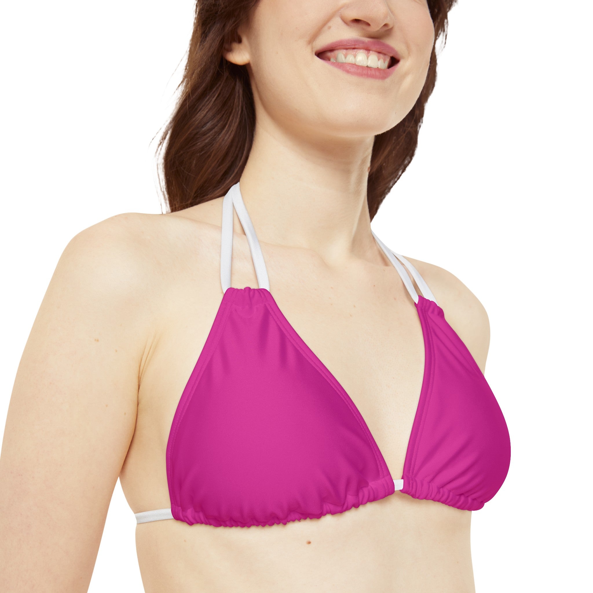 WOMEN'S 100 DAY WONDER STRAPPY BIKINI SET - S REAR WAIST, PINK/WHITE