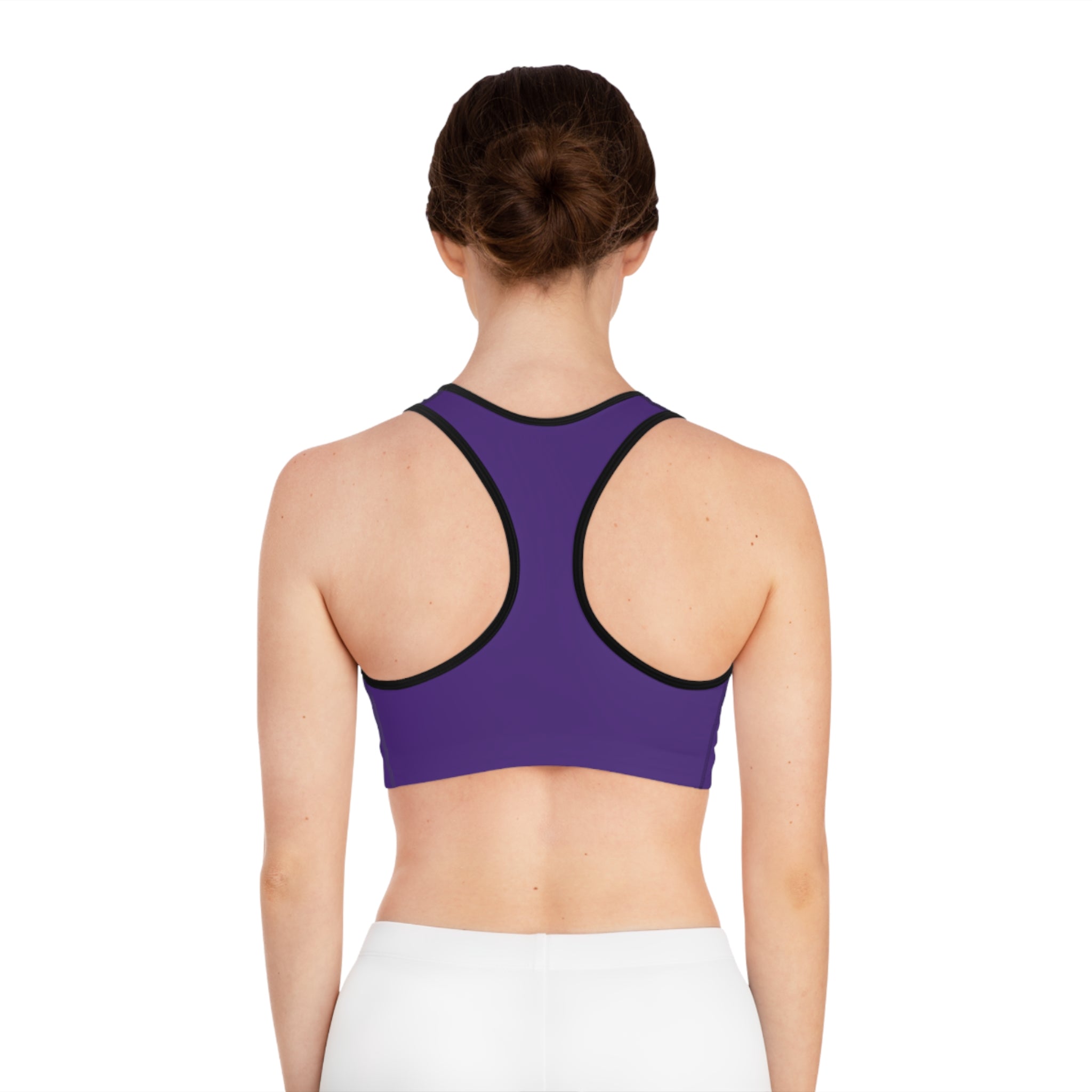 WOMEN'S MUSTANG LEGEND SPORTS BRA - S CENTER CHEST, PURPLE COLOR