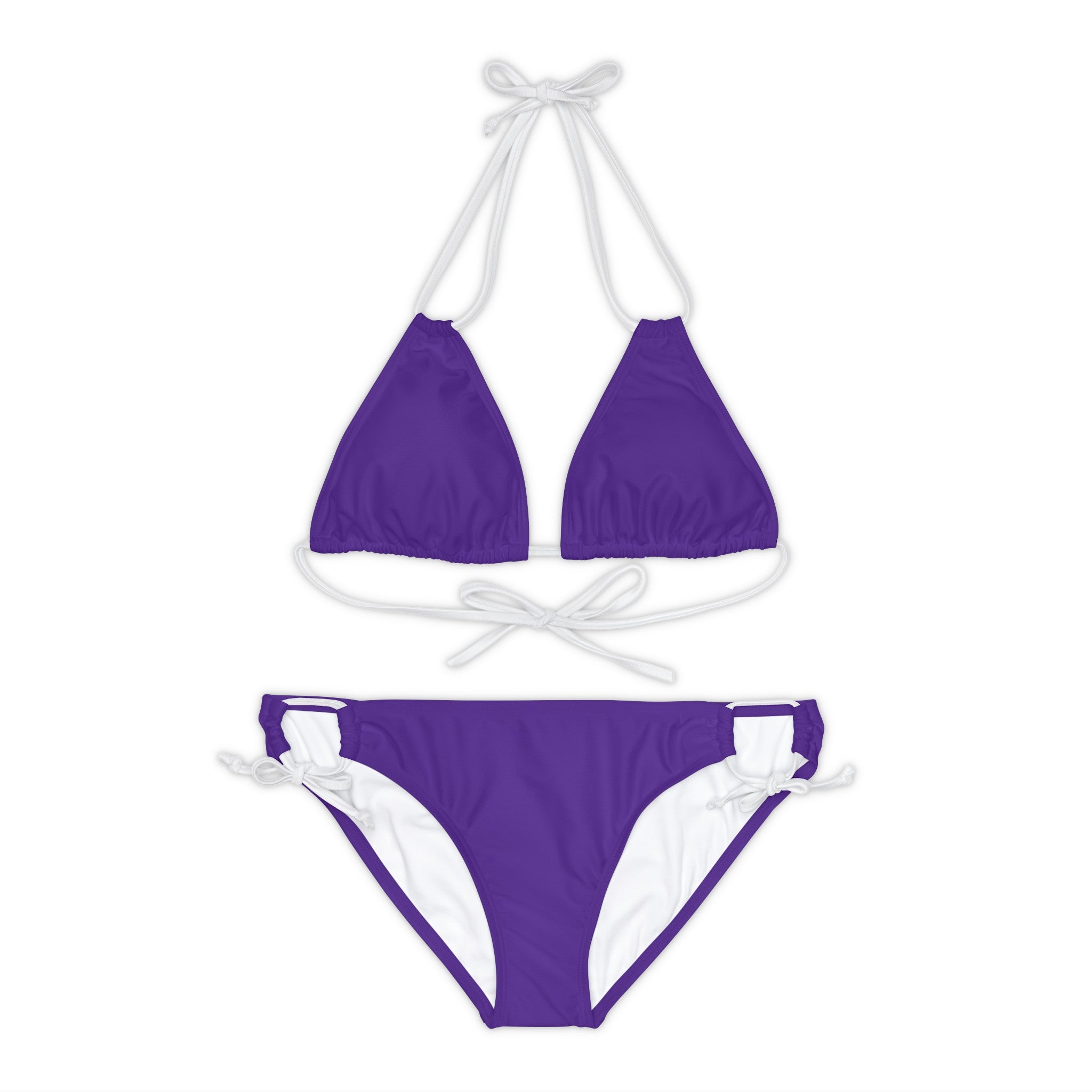 WOMEN'S 100 DAY WONDER STRAPPY BIKINI SET - S REAR WAIST, PURPLE/WHITE