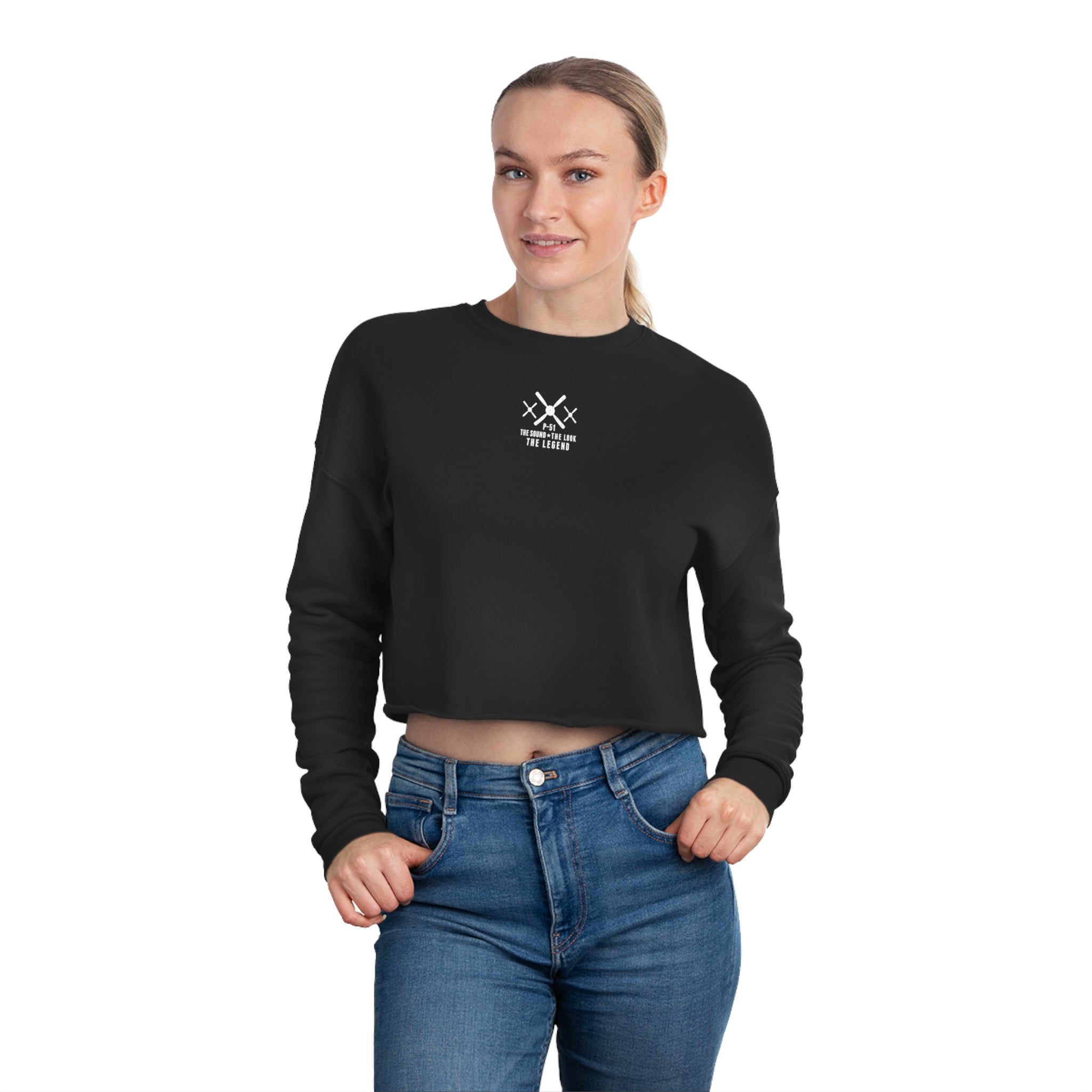 WOMEN'S MUSTANG LEGEND CROPPED SWEATSHIRT - S CENTER CHEST