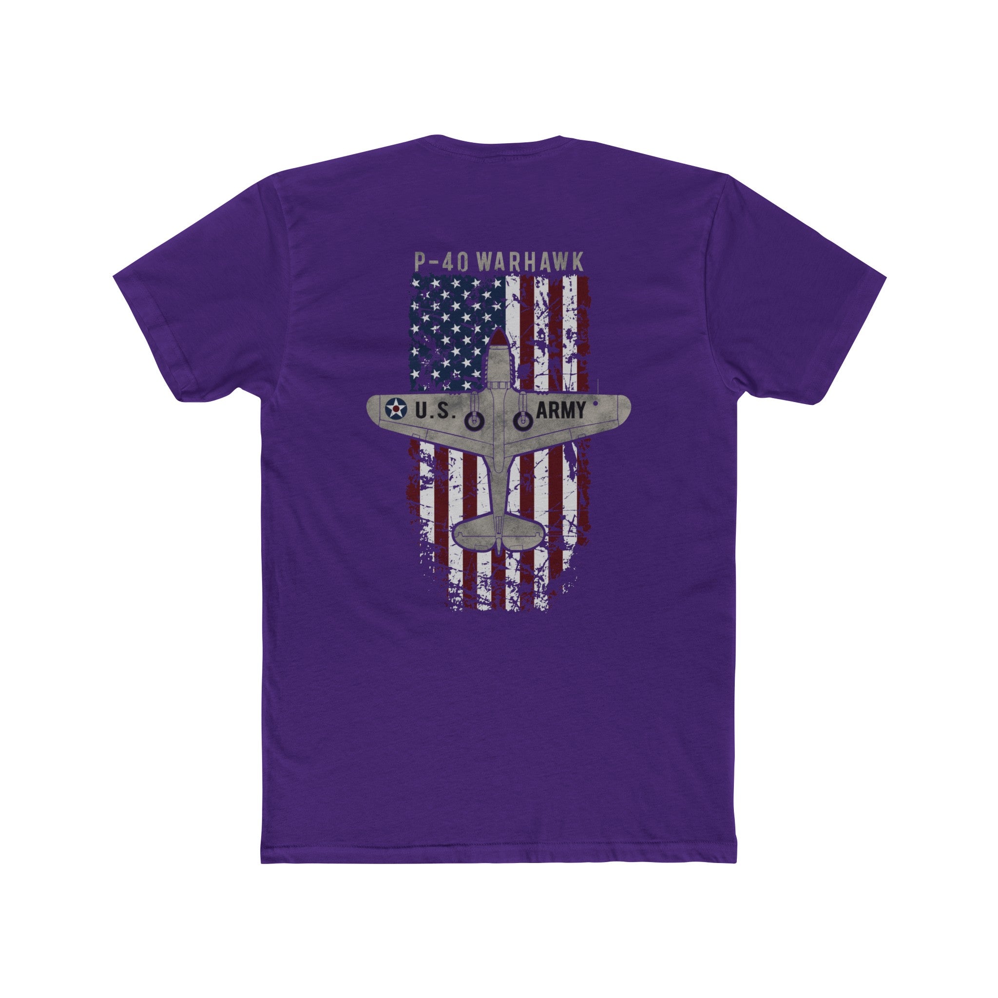 AMERICAN ICON P-40 COTTON TEE - LEFT CHEST LOGO, LARGE BACK IMAGE