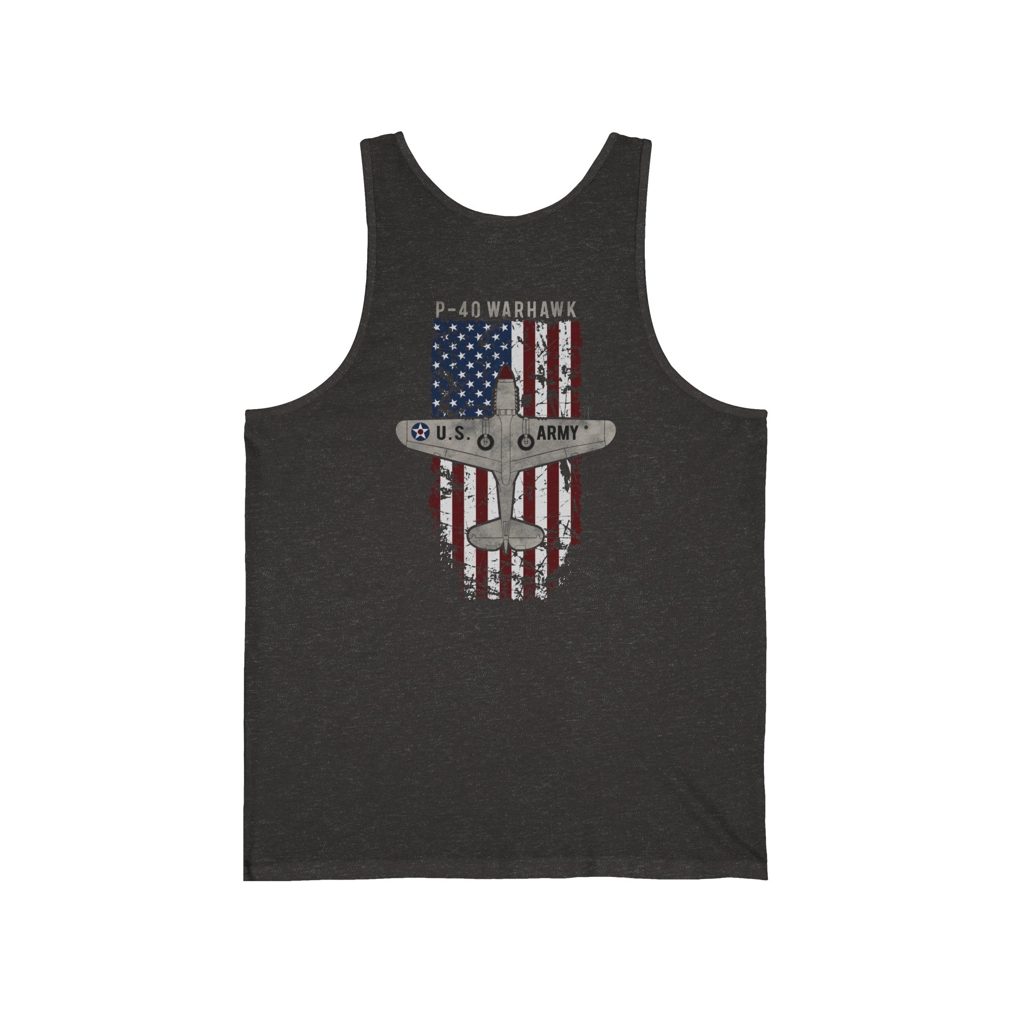AMERICAN ICON P-40 MEN'S JERSEY TANK - VERTICAL LEFT CHEST, LARGE BACK IMAGE