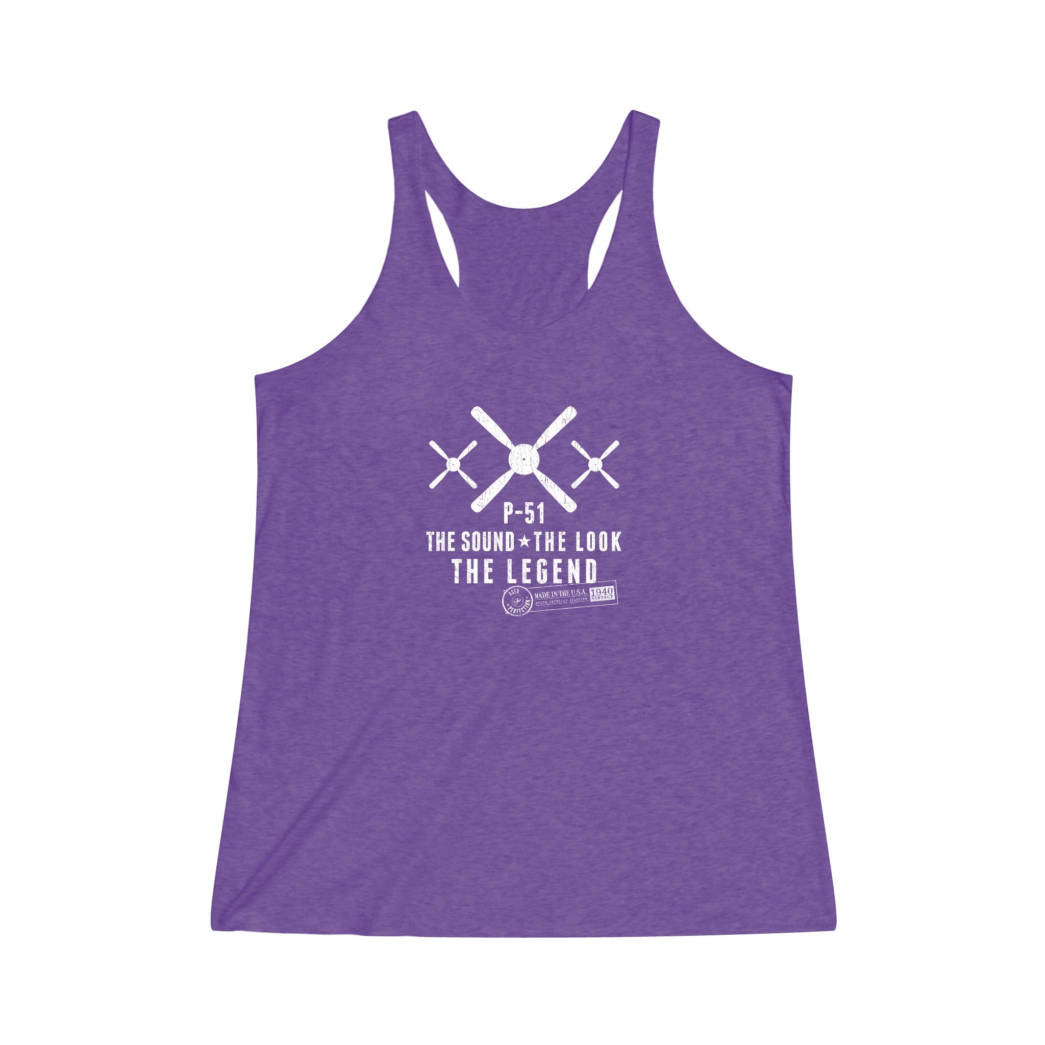 WOMEN'S MUSTANG LEGEND COTTON TRI-BLEND RACERBACK TANK - L FRONT CHEST IMAGE