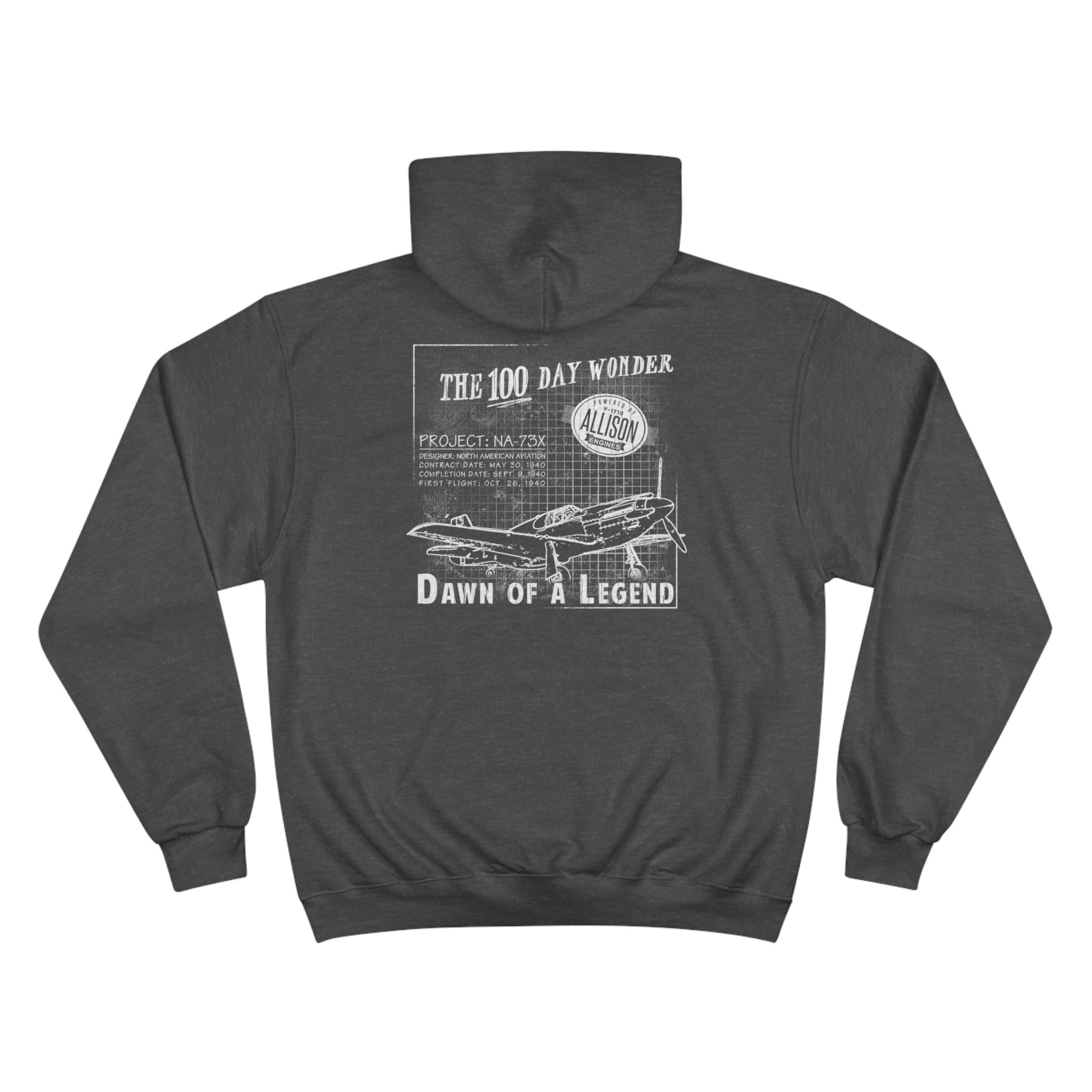 100 DAY WONDER CHAMPION HOODIE - S CENTER CHEST, LARGE BACK LOGO