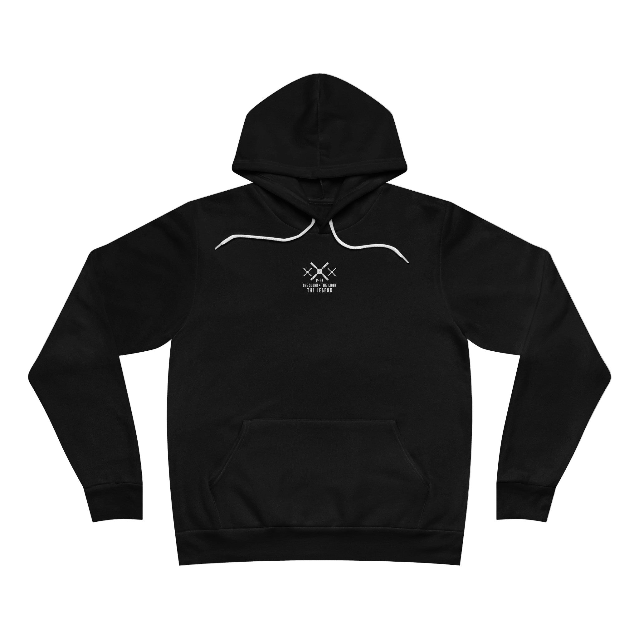 MUSTANG LEGEND SPONGE FLEECE PULLOVER HOODIE - S CENTER CHEST, LARGE BACK LOGO