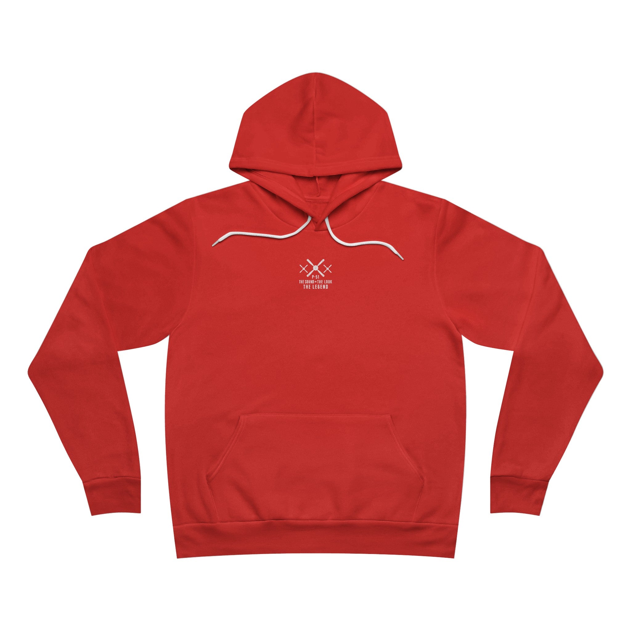 MUSTANG LEGEND SPONGE FLEECE PULLOVER HOODIE - S CENTER CHEST, LARGE BACK LOGO