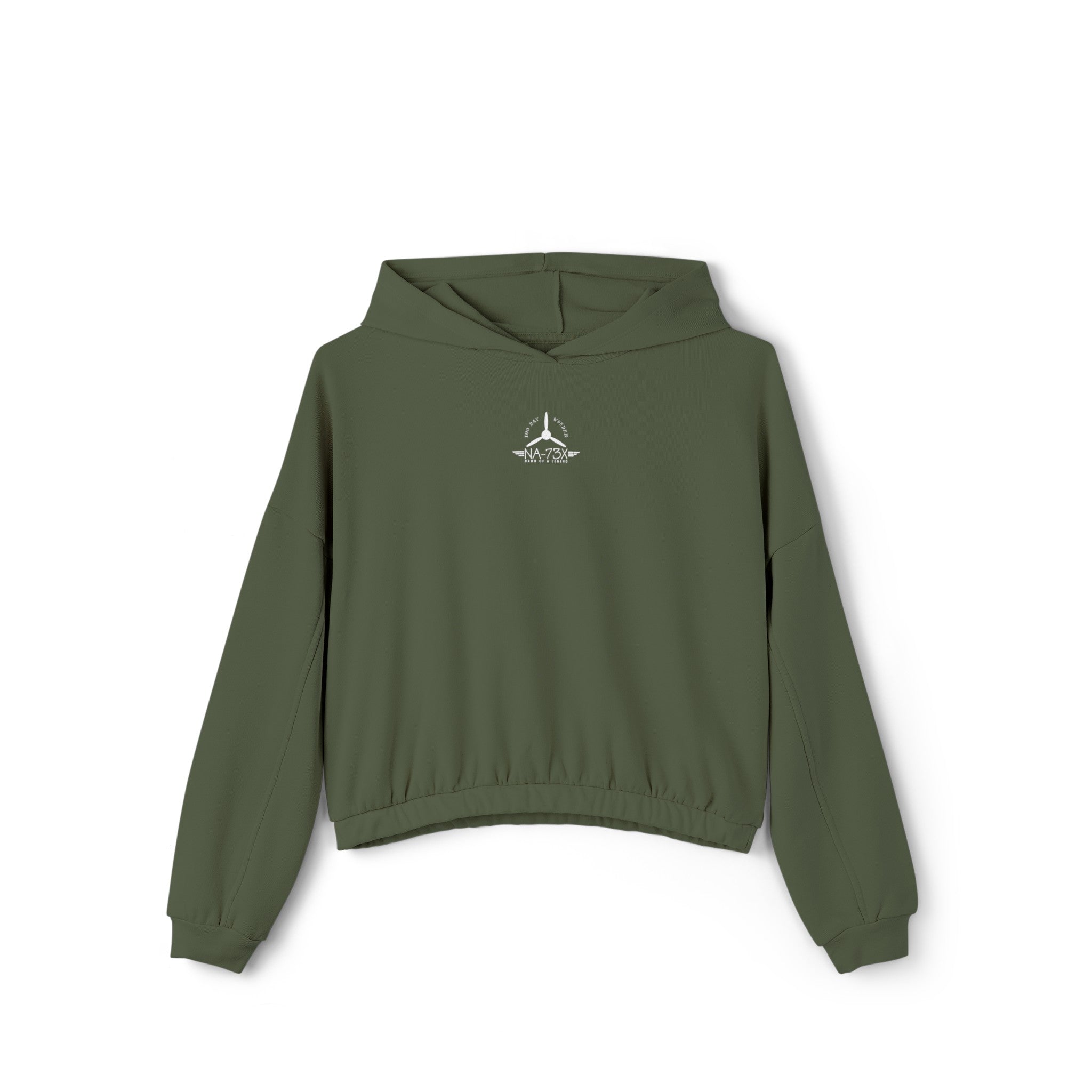 WOMEN'S 100 DAY WONDER CROPPED HOODIE - S CENTER CHEST, LARGE BACK LOGO