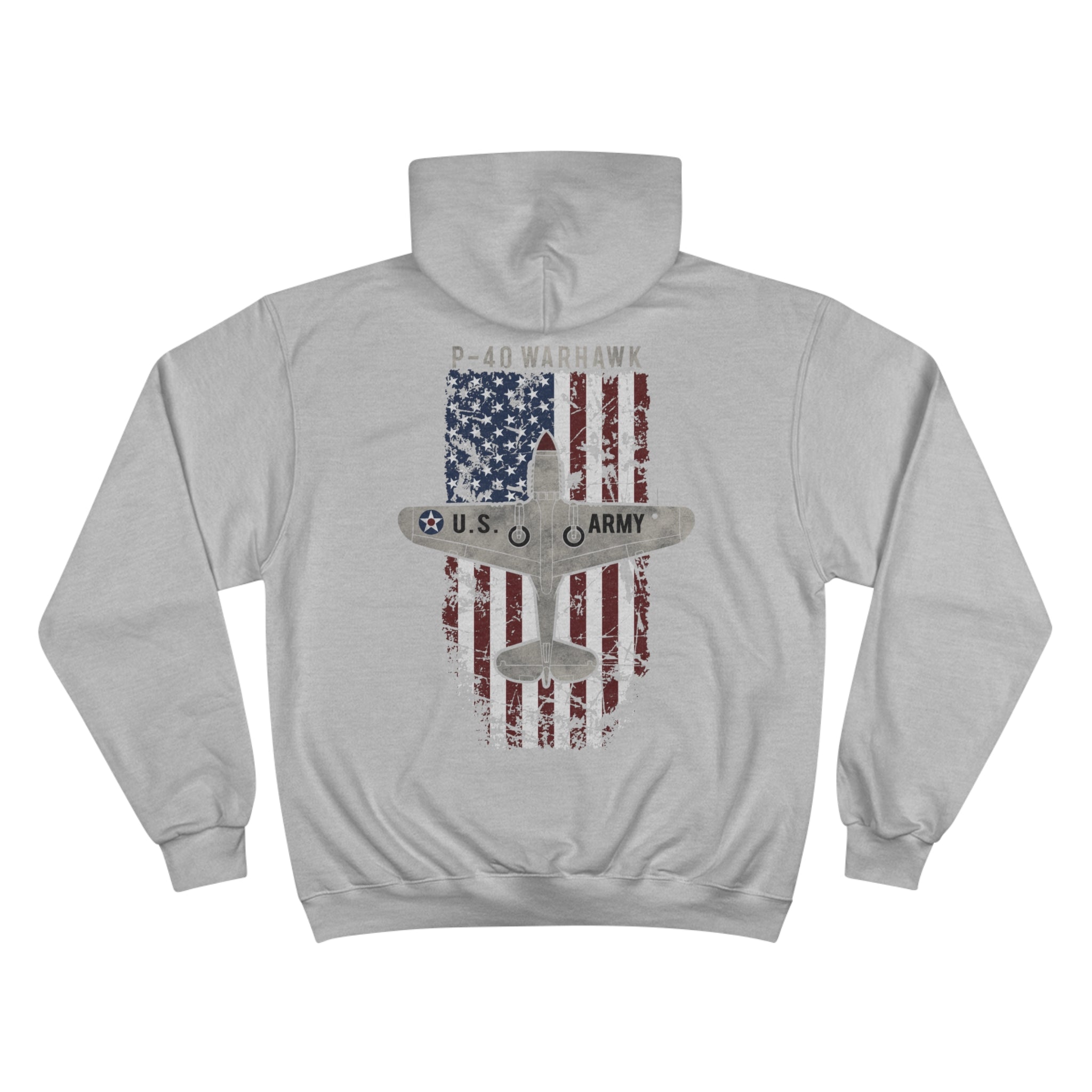 AMERICAN ICON P-40 CHAMPION HOODIE - VERTICAL CHEST, LARGE BACK LOGO