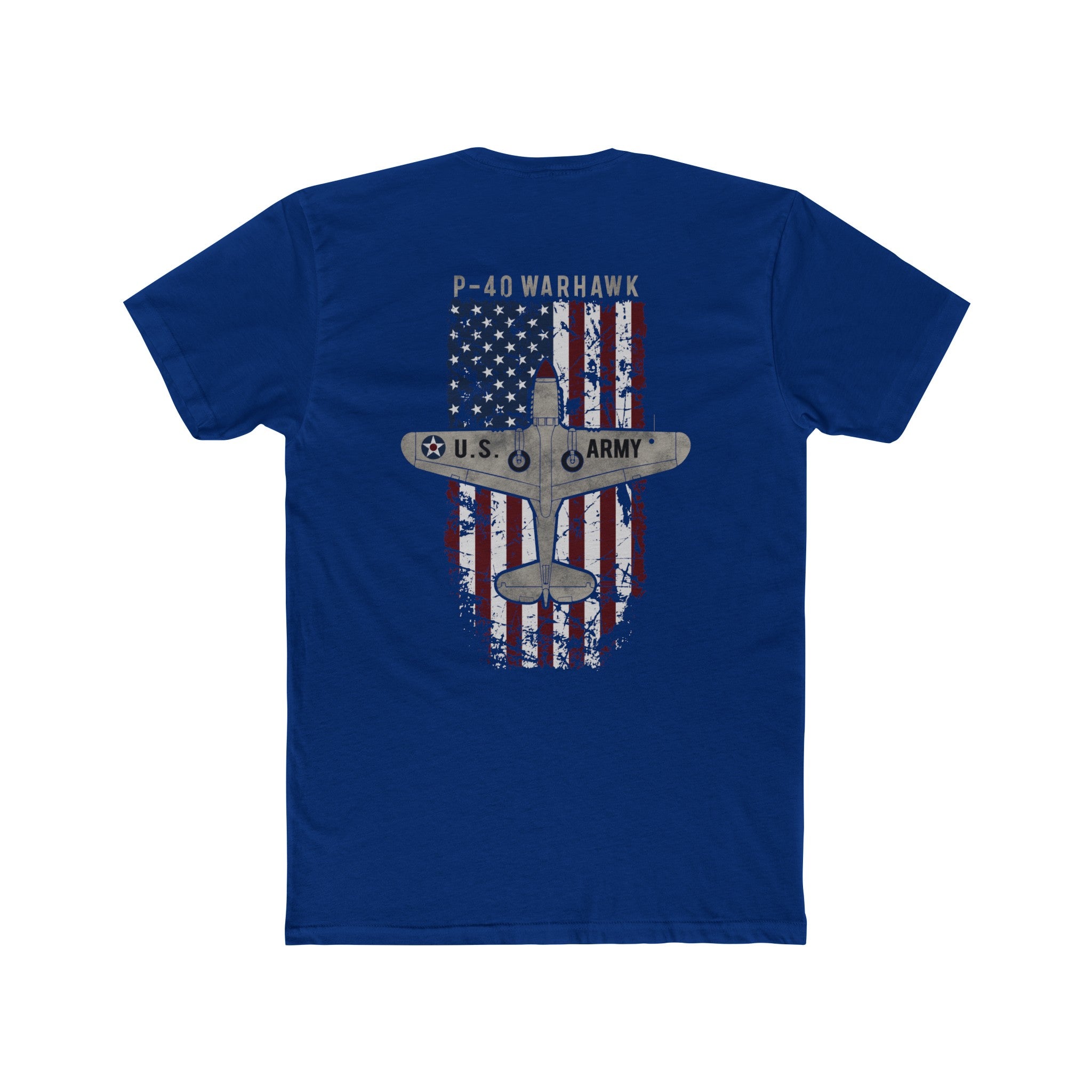 AMERICAN ICON P-40 COTTON TEE - LEFT CHEST LOGO, LARGE BACK IMAGE