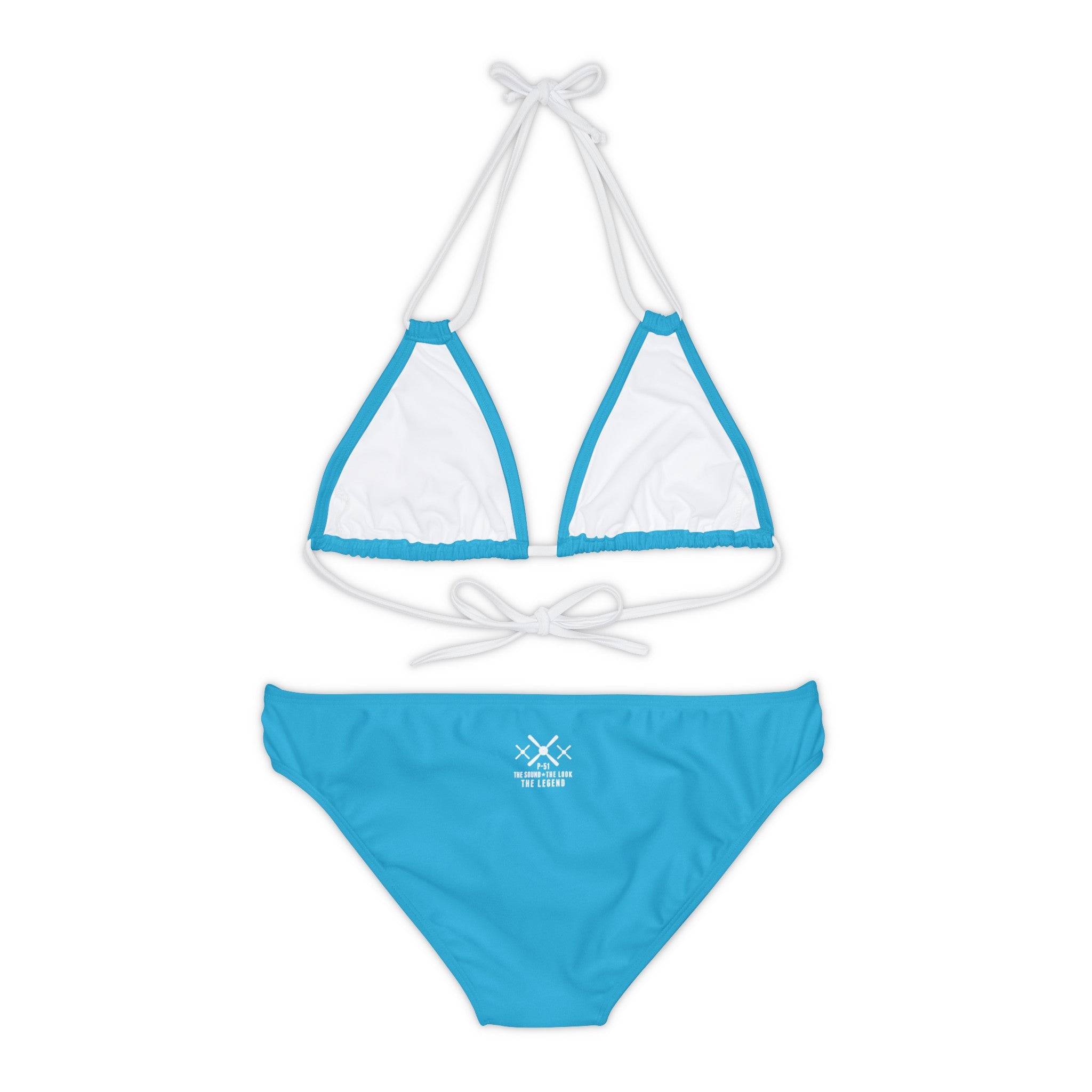 WOMEN'S MUSTANG LEGEND STRAPPY BIKINI SET - S REAR WAIST, TURQUOISE/WHITE