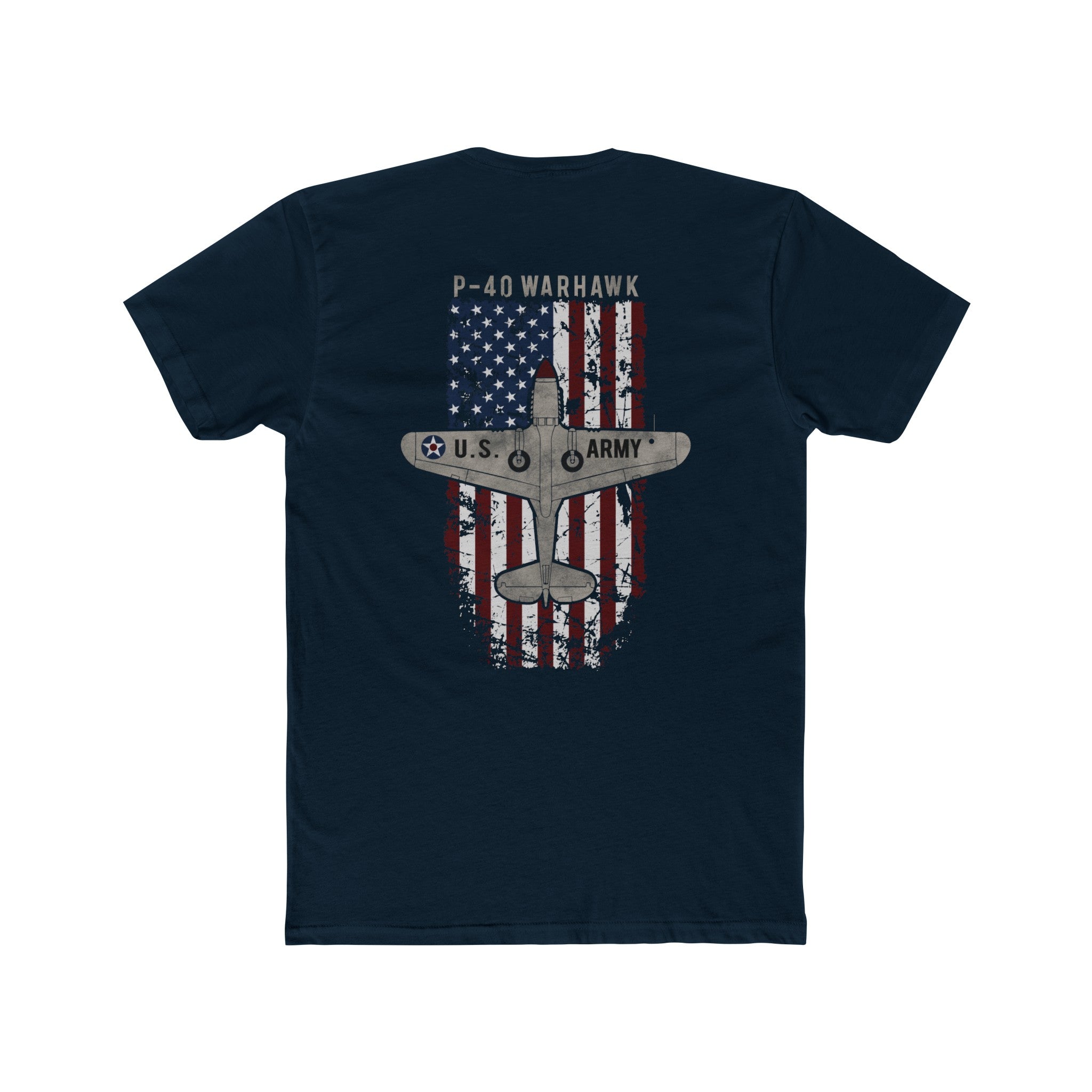 AMERICAN ICON P-40 COTTON TEE - LEFT CHEST LOGO, LARGE BACK IMAGE