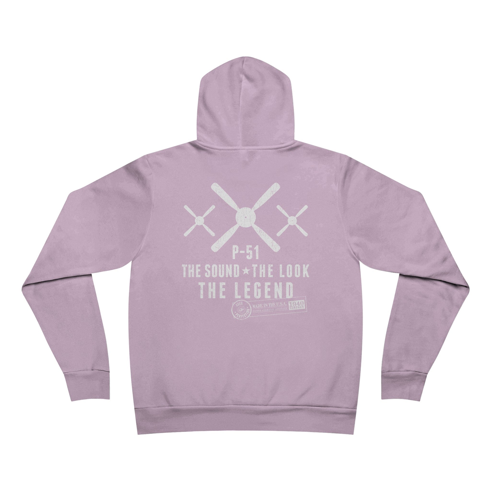 MUSTANG LEGEND SPONGE FLEECE PULLOVER HOODIE - S CENTER CHEST, LARGE BACK LOGO
