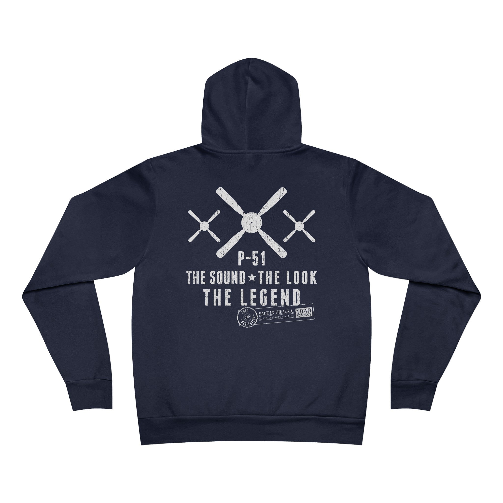 MUSTANG LEGEND SPONGE FLEECE PULLOVER HOODIE - S CENTER CHEST, LARGE BACK LOGO