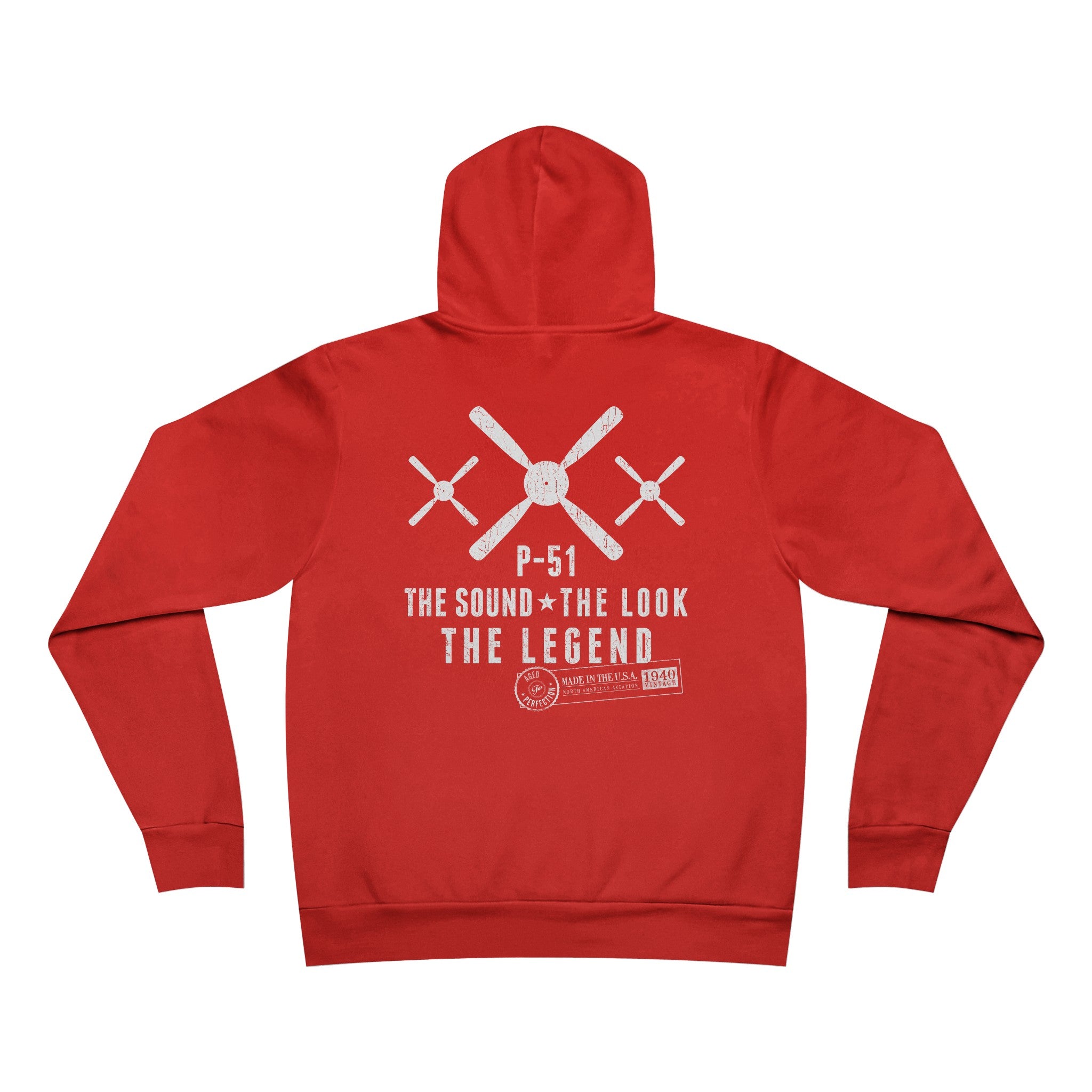 MUSTANG LEGEND SPONGE FLEECE PULLOVER HOODIE - S CENTER CHEST, LARGE BACK LOGO