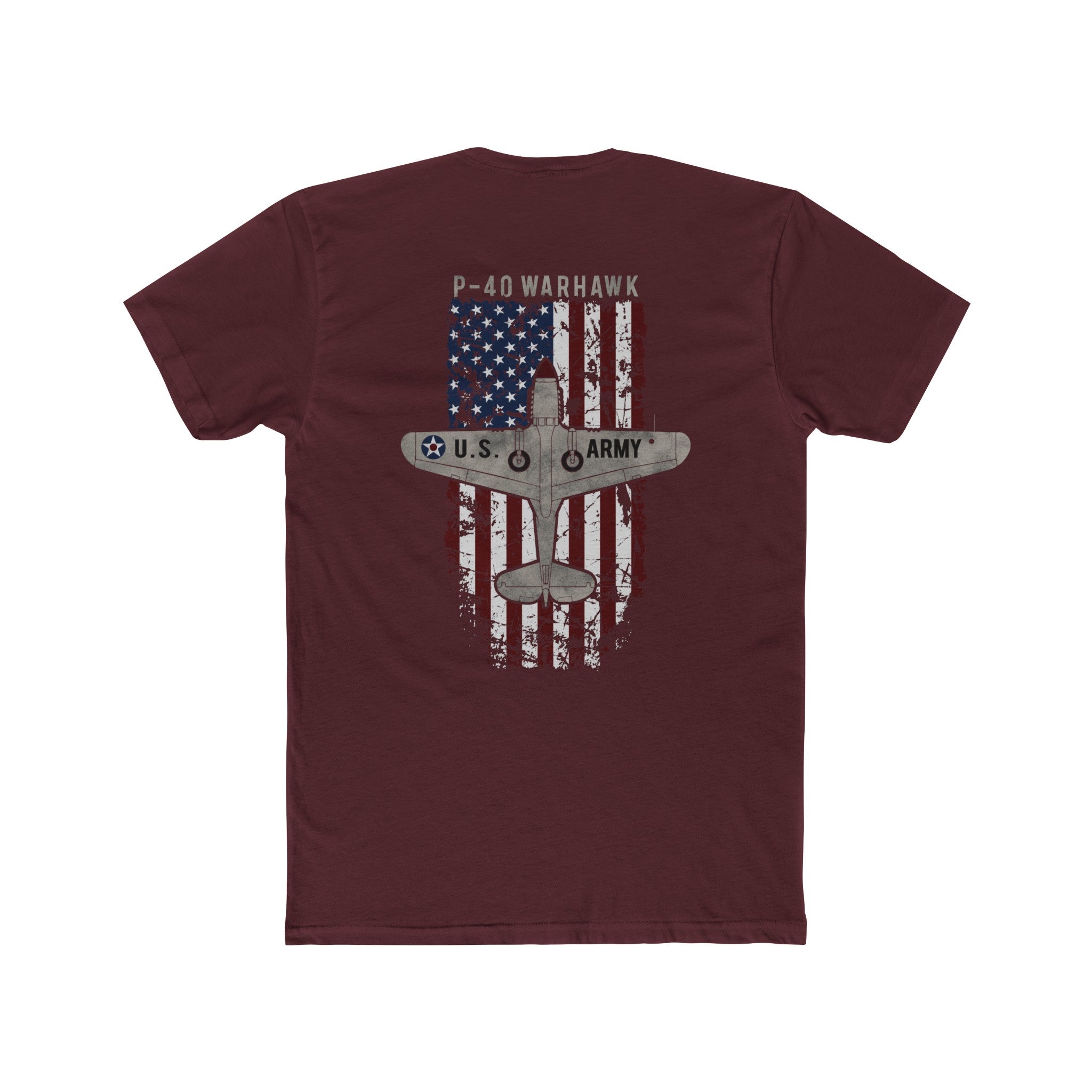 AMERICAN ICON P-40 COTTON TEE - LEFT CHEST LOGO, LARGE BACK IMAGE