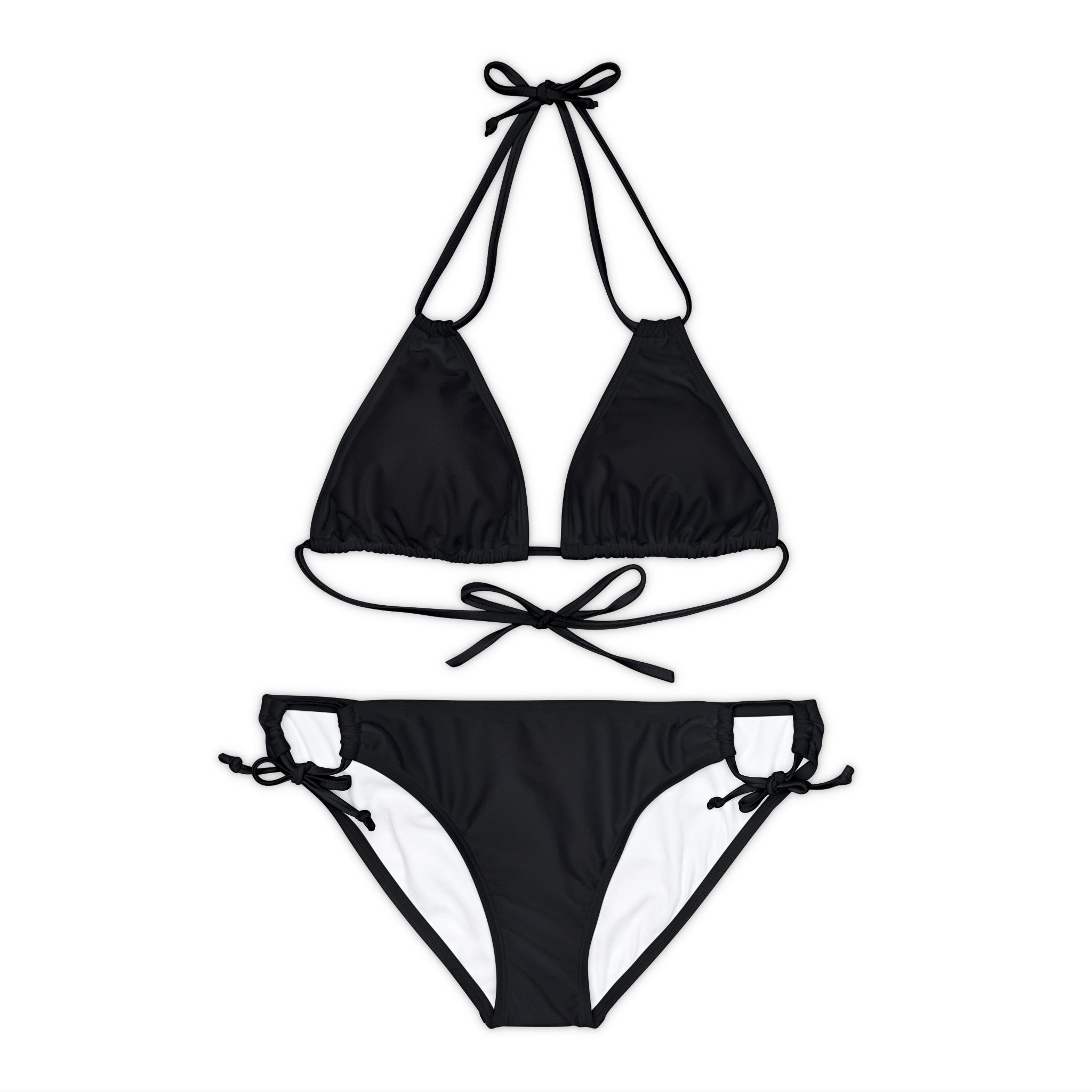 WOMEN'S 100 DAY WONDER STRAPPY BIKINI SET - S REAR WAIST , BLACK COLOR