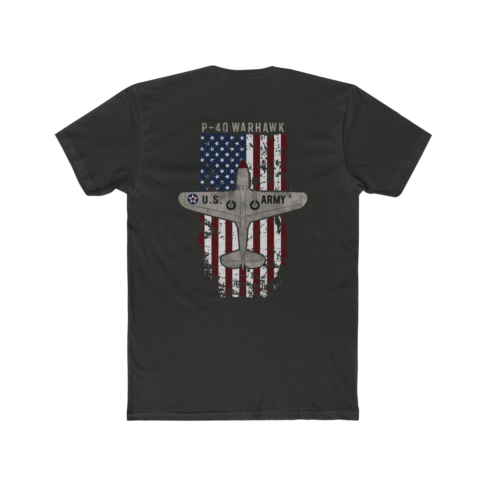 AMERICAN ICON P-40 COTTON TEE - LEFT CHEST LOGO, LARGE BACK IMAGE