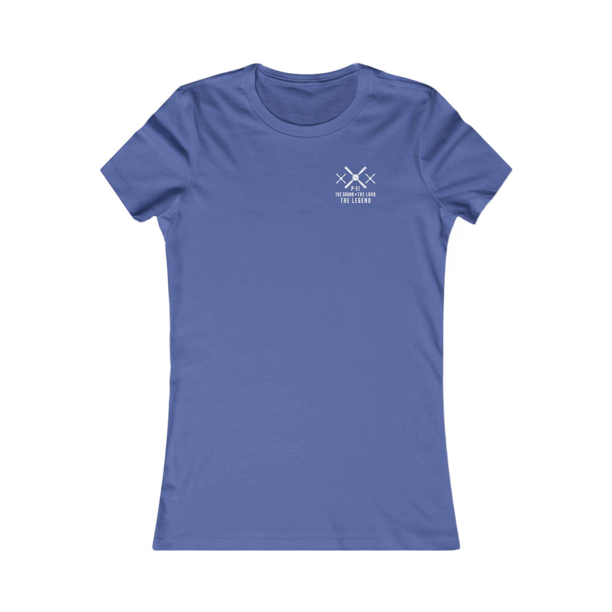 WOMEN'S P-51 LEGEND COTTON TEE - S LEFT CHEST, LARGE BACK IMAGE