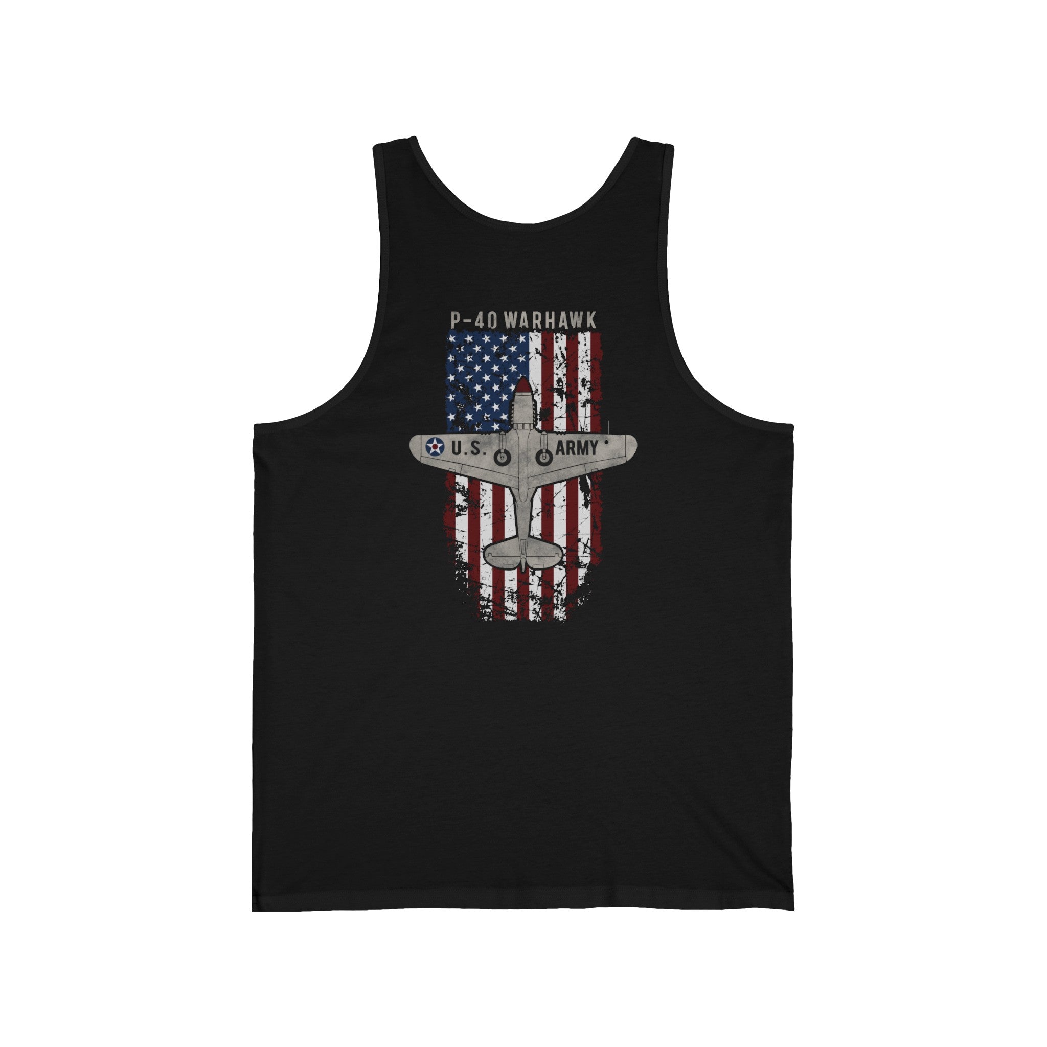AMERICAN ICON P-40 MEN'S JERSEY TANK - VERTICAL LEFT CHEST, LARGE BACK IMAGE