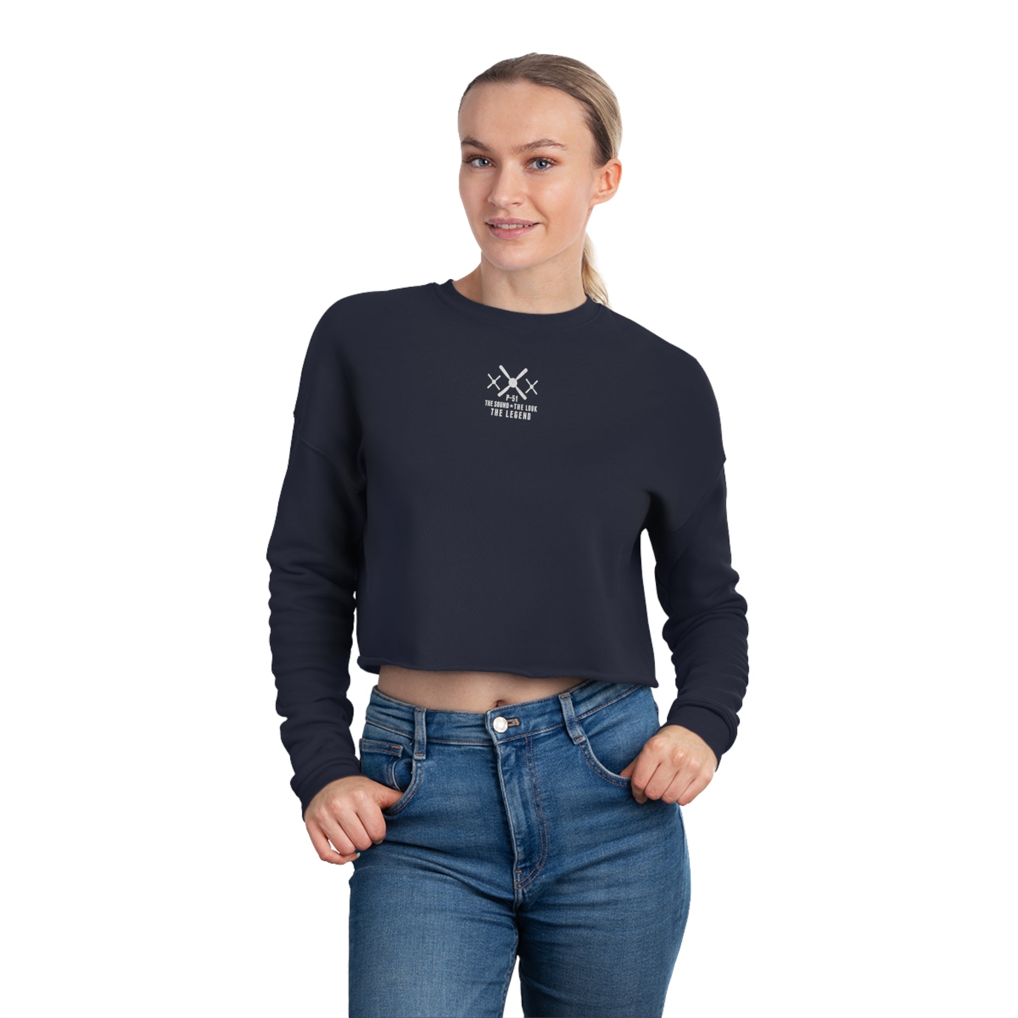 WOMEN'S MUSTANG LEGEND CROPPED SWEATSHIRT - S CENTER CHEST