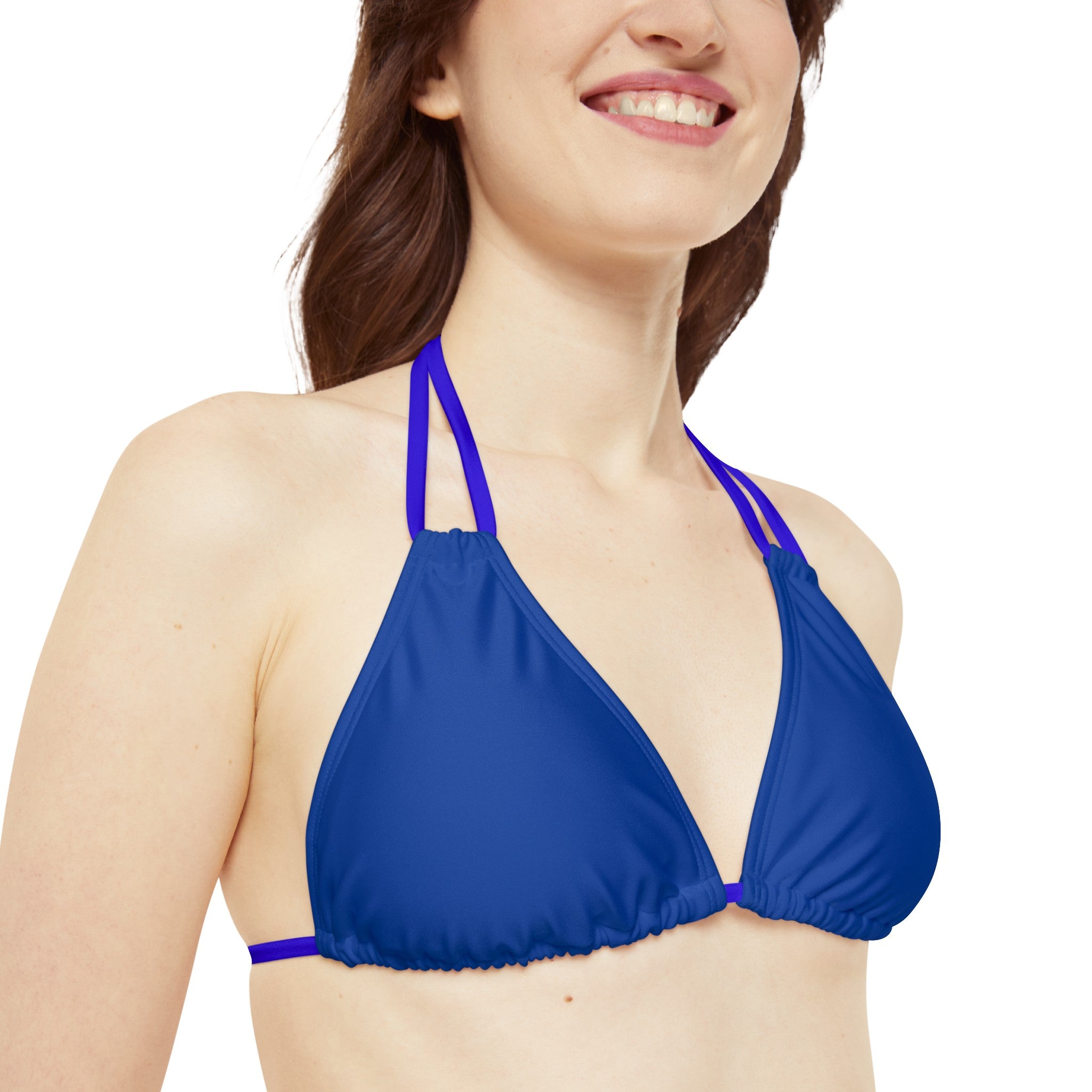 WOMEN'S 100 DAY WONDER STRAPPY BIKINI SET - S REAR WAIST, DARK BLUE COLOR