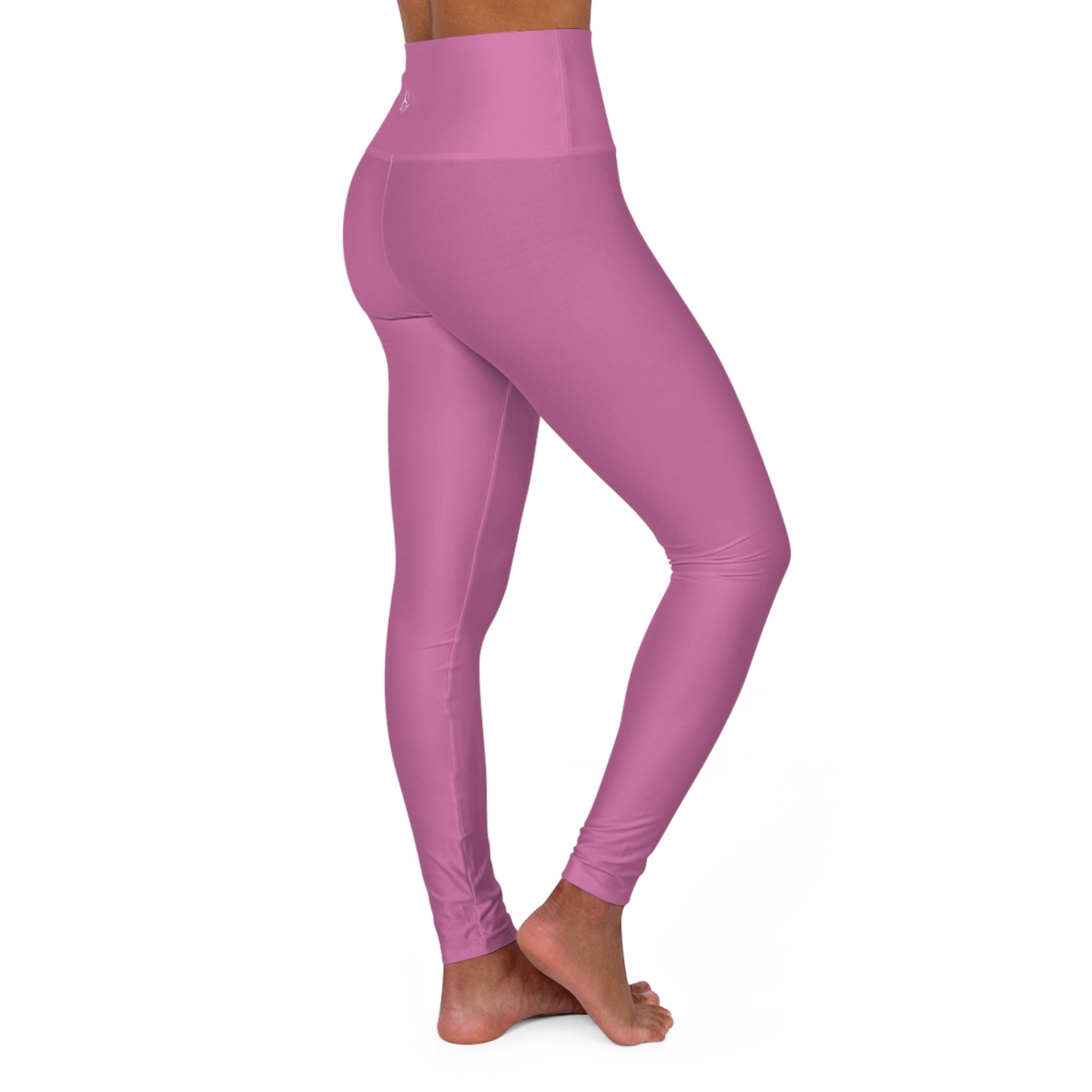WOMEN'S 100 DAY WONDER HIGH WAISTED YOGA LEGGINGS - S REAR WAIST , LIGHT PINK COLOR