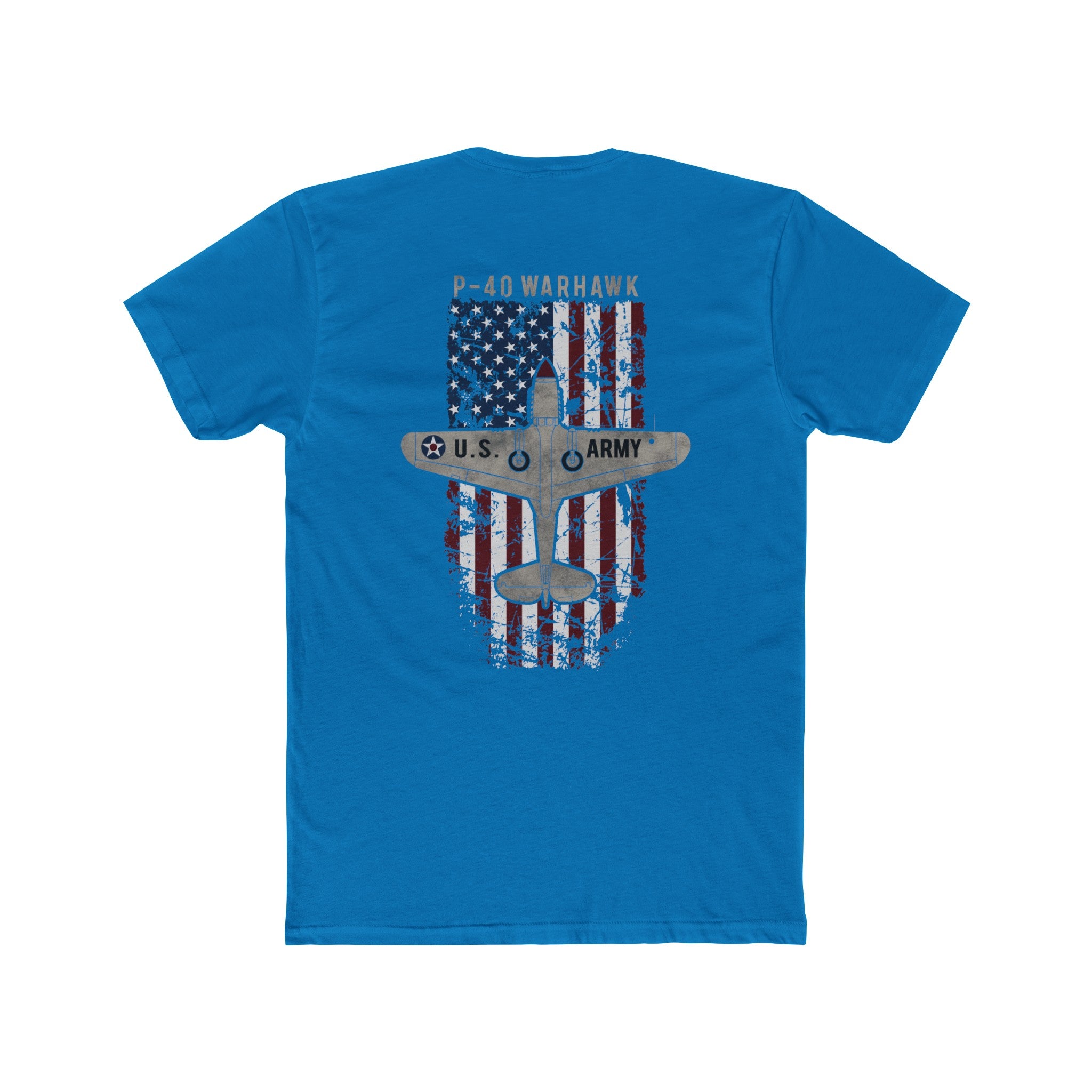 AMERICAN ICON P-40 COTTON TEE - LEFT CHEST LOGO, LARGE BACK IMAGE
