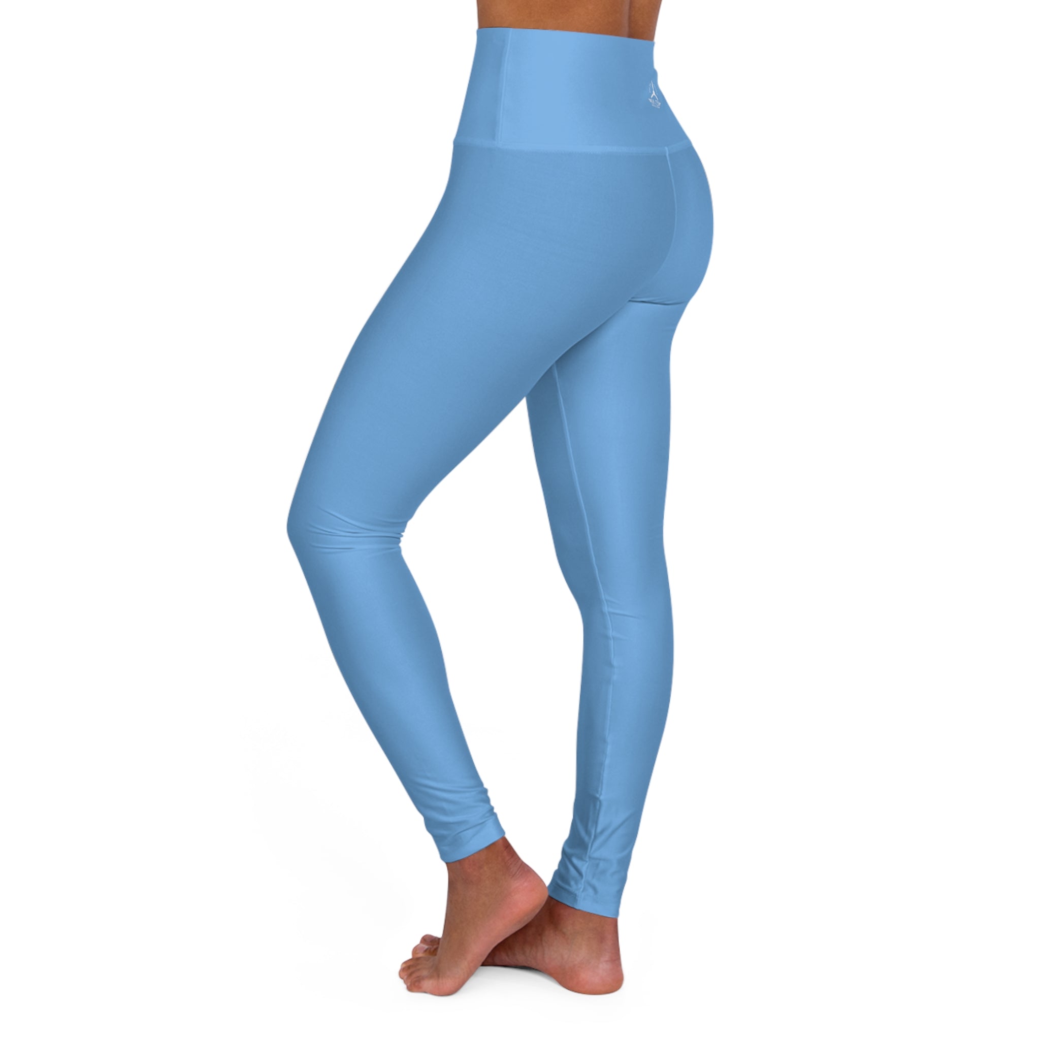 WOMEN'S 100 DAY WONDER HIGH WAISTED YOGA LEGGINGS - S REAR WAIST , LIGHT BLUE COLOR