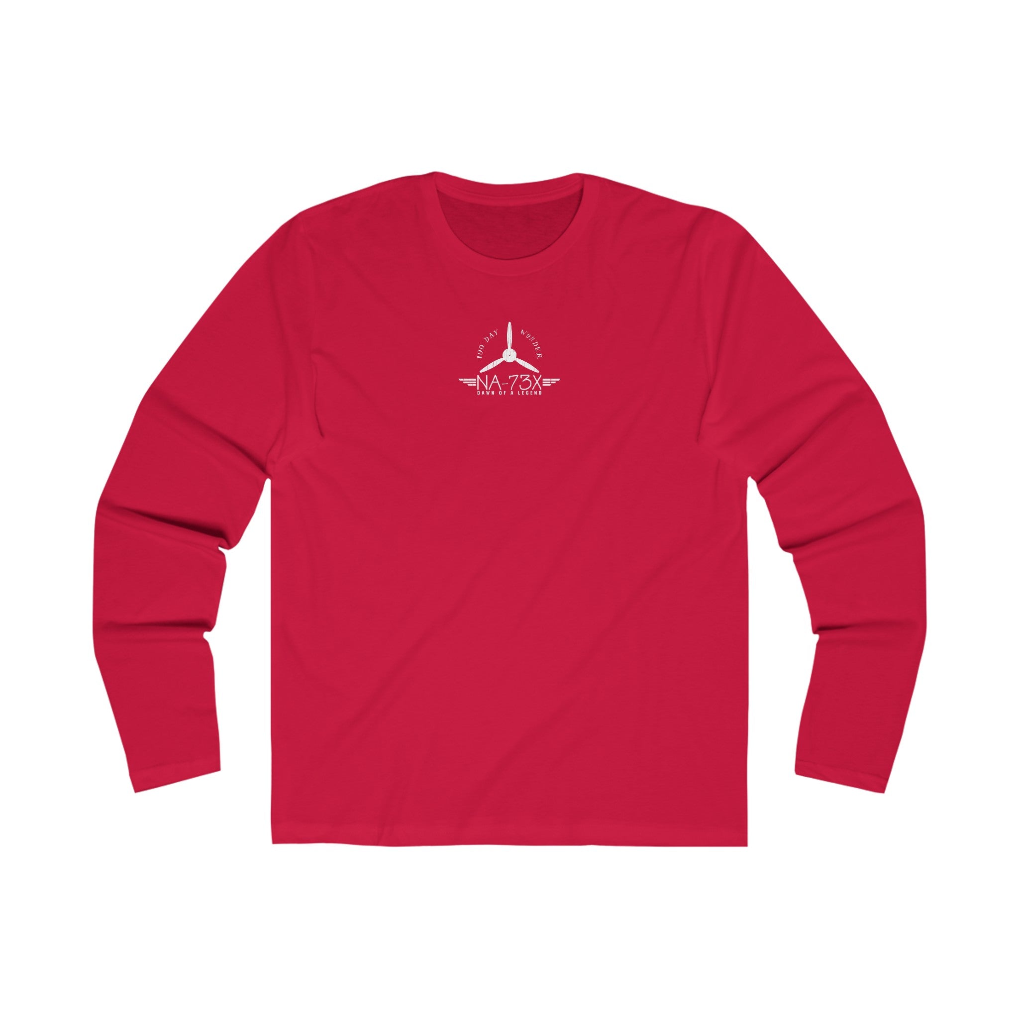 100 DAY WONDER MEN'S LONG SLEEVE CREW TEE - S CENTER CHEST, LARGE BACK IMAGE