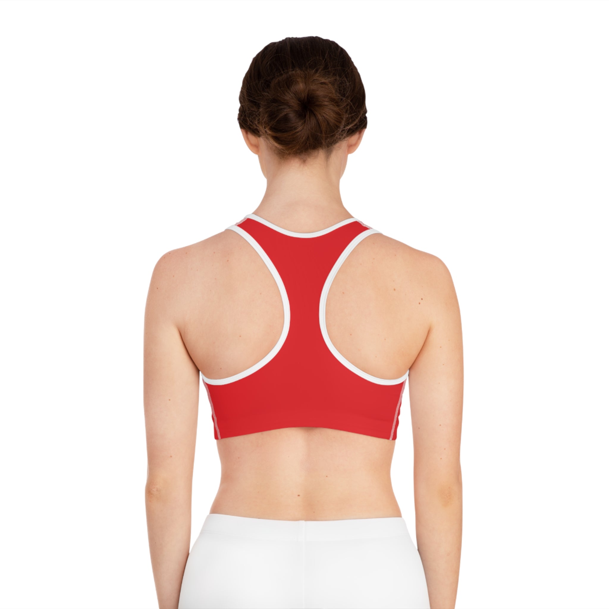 WOMEN'S 100 DAY WONDER SPORTS BRA - S CENTER CHEST, RED COLOR