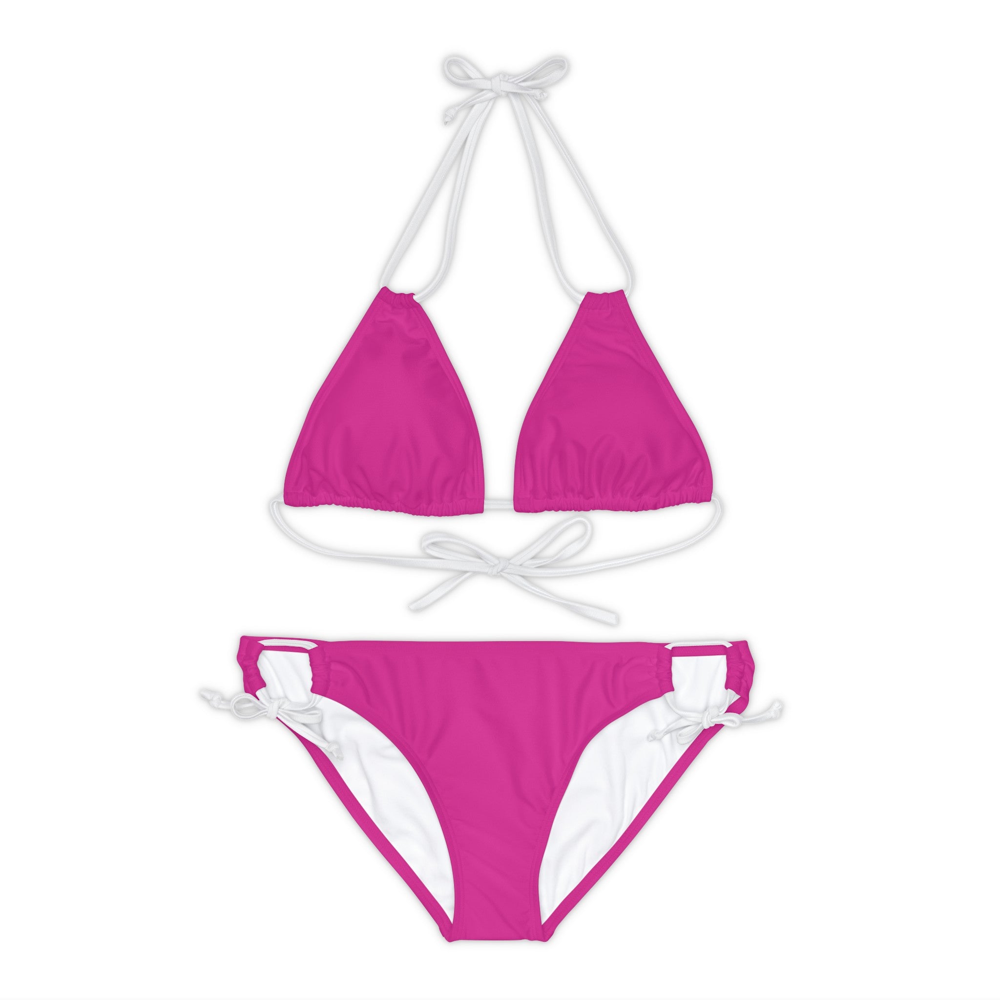 WOMEN'S 100 DAY WONDER STRAPPY BIKINI SET - S REAR WAIST, PINK/WHITE