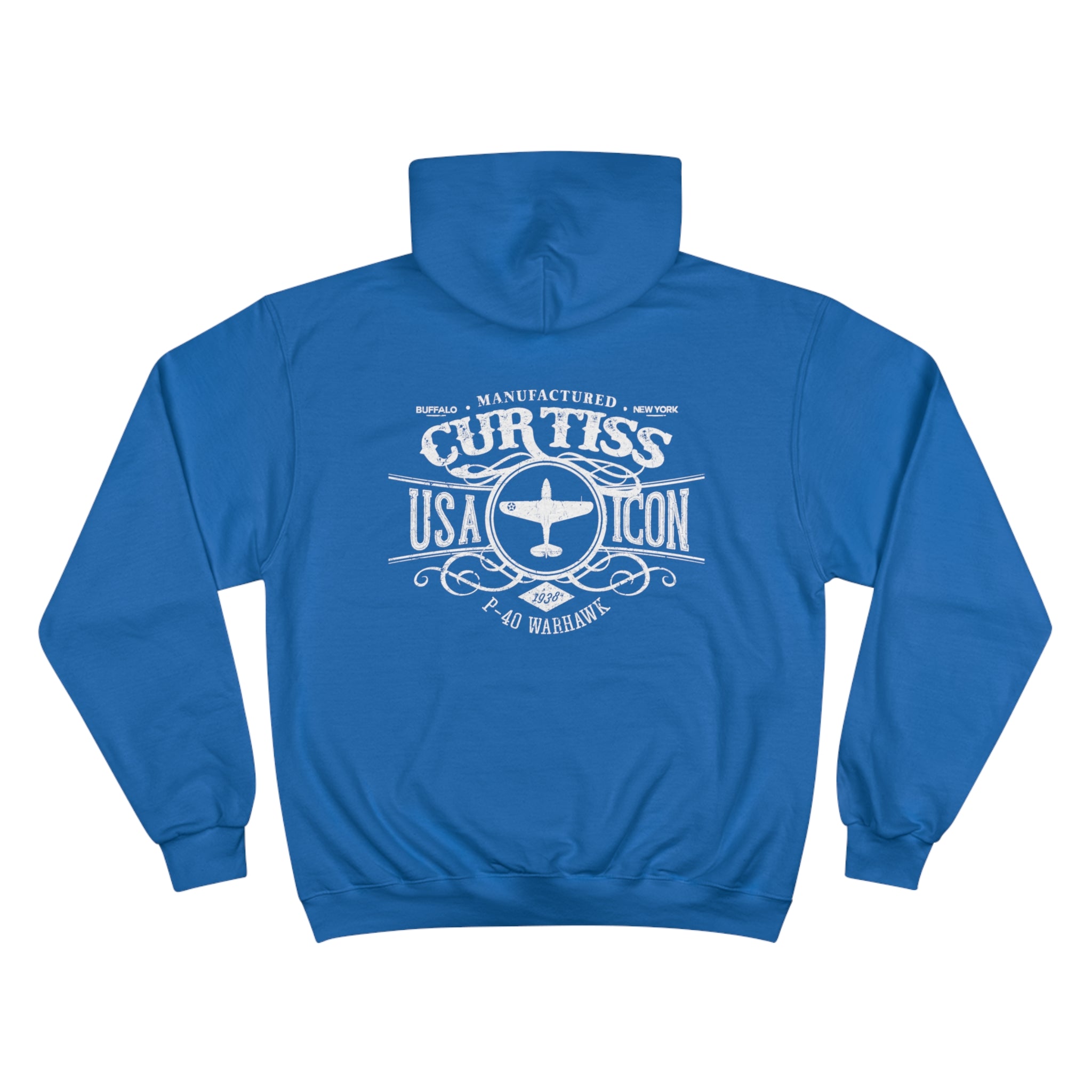 CURTISS USA ICON P-40 CHAMPION HOODIE - VERTICAL CHEST, LARGE BACK LOGO