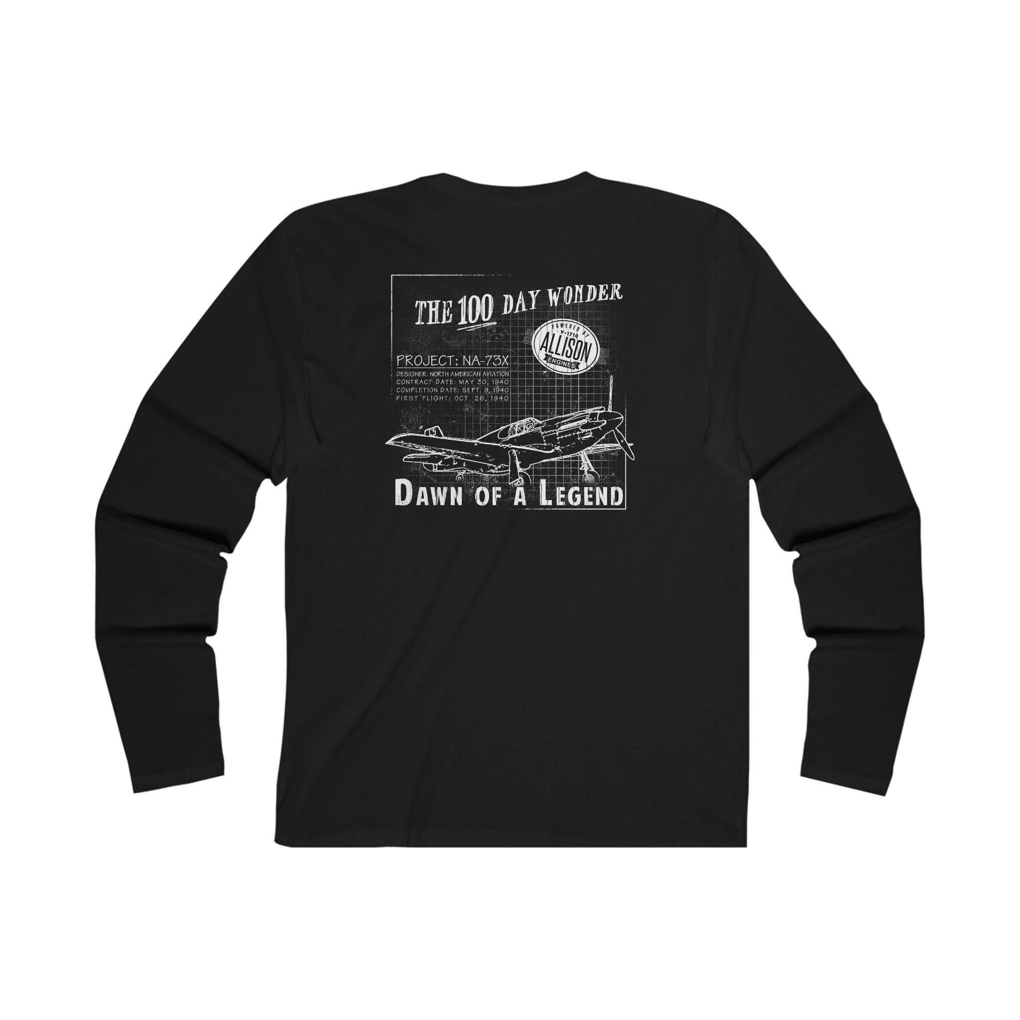 100 DAY WONDER MEN'S LONG SLEEVE CREW TEE - S LEFT CHEST, LARGE BACK IMAGE