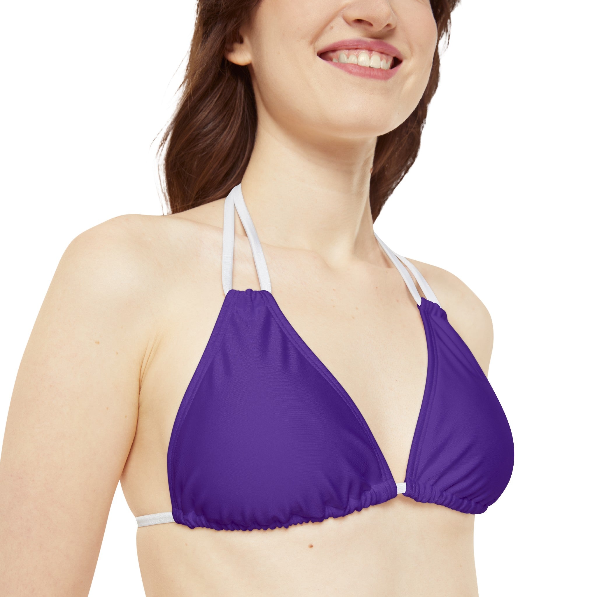 WOMEN'S 100 DAY WONDER STRAPPY BIKINI SET - S REAR WAIST, PURPLE/WHITE