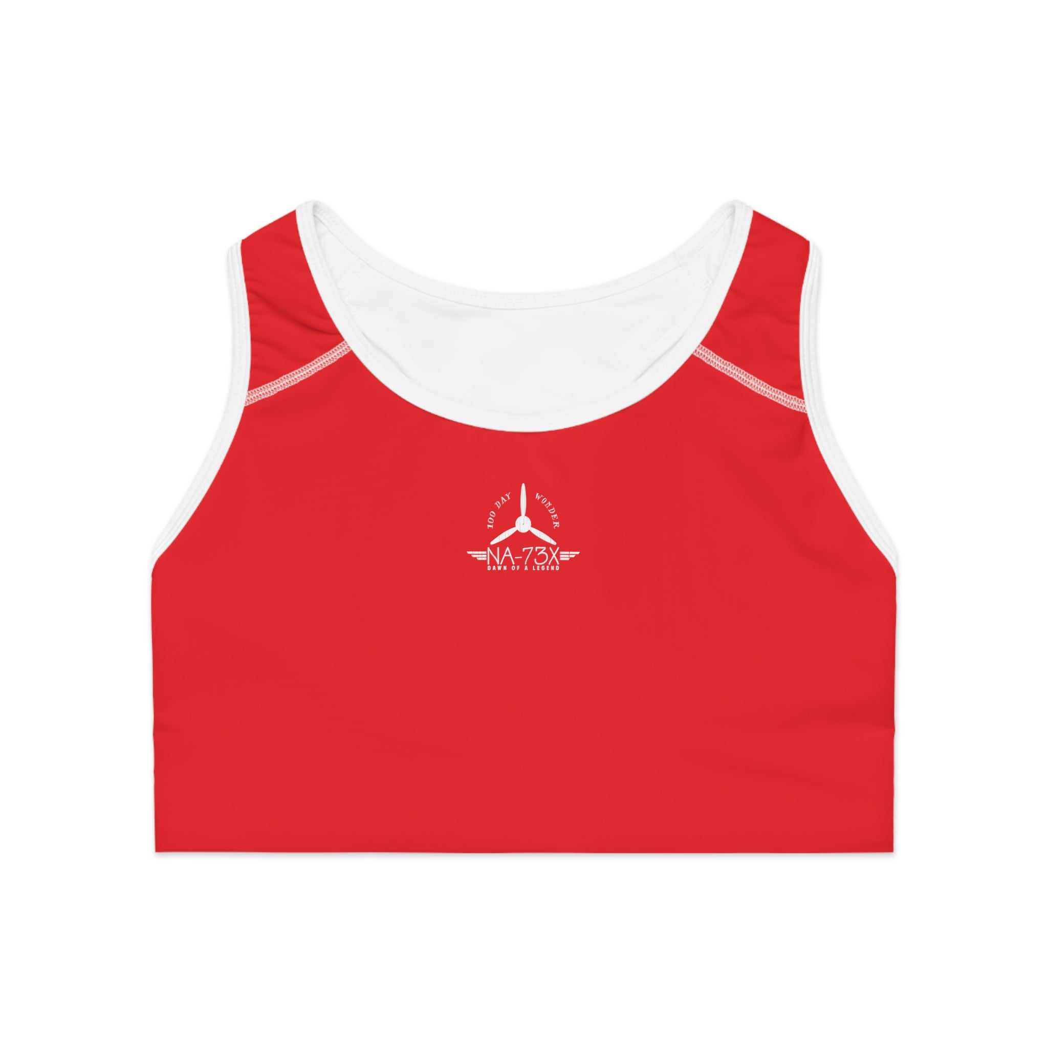 WOMEN'S 100 DAY WONDER SPORTS BRA - S CENTER CHEST, RED COLOR