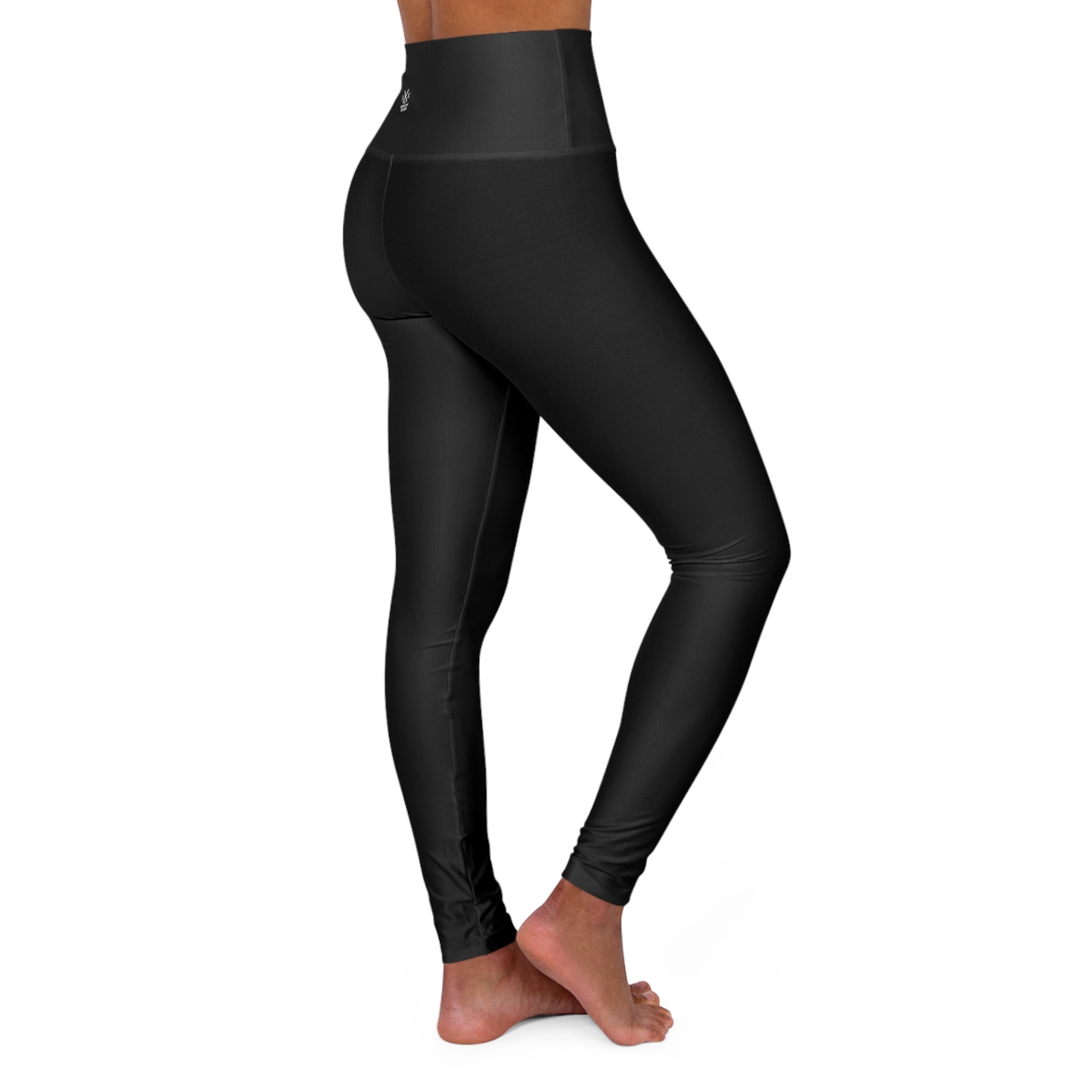 WOMEN'S MUSTANG LEGEND HIGH WAISTED YOGA LEGGINGS - S REAR WAIST , BLACK COLOR