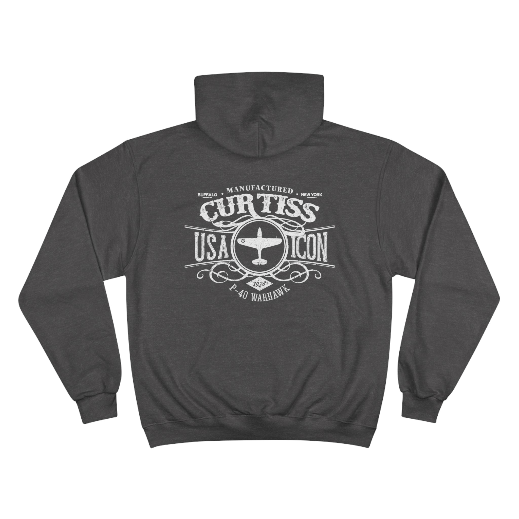 CURTISS USA ICON P-40 CHAMPION HOODIE - VERTICAL CHEST, LARGE BACK LOGO