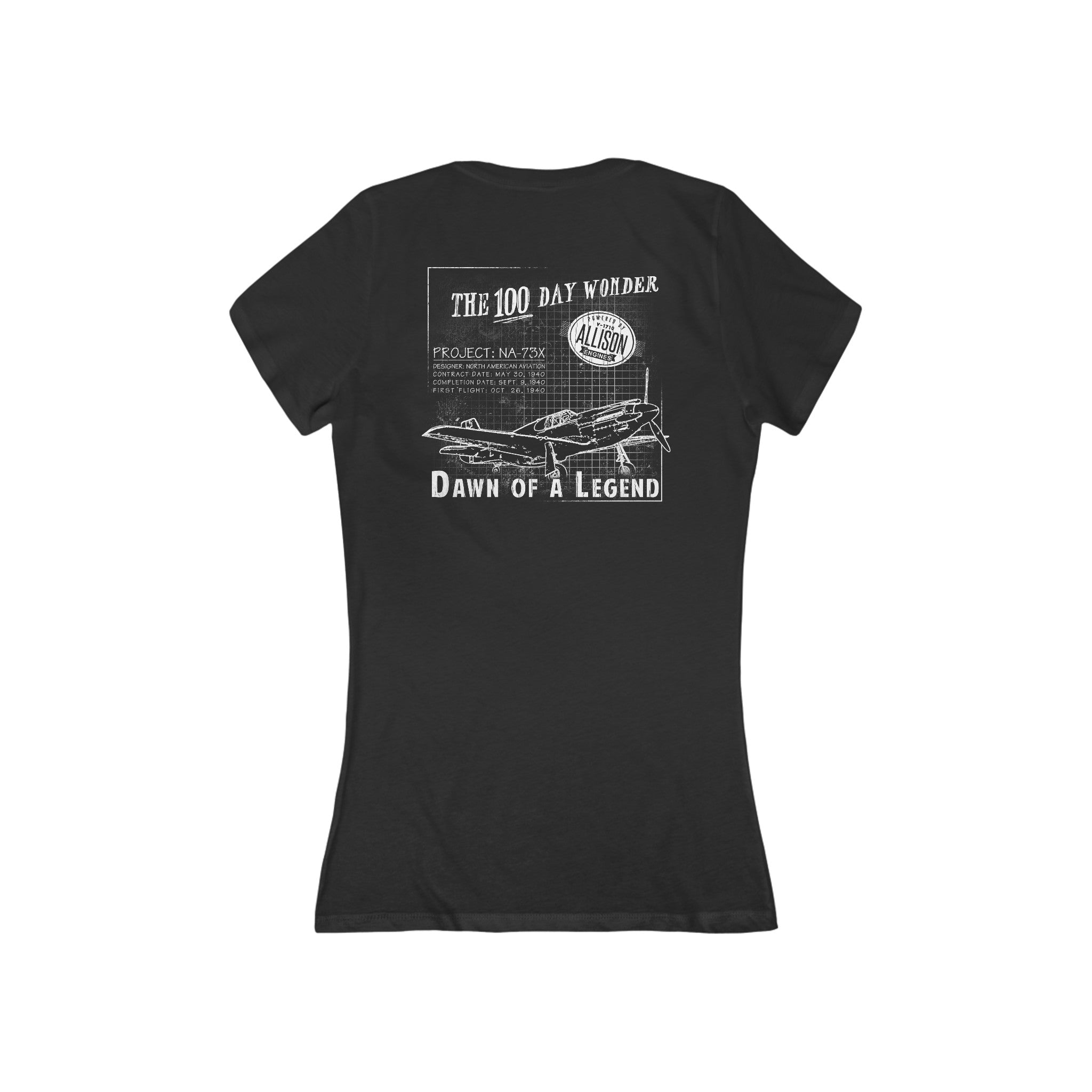 WOMEN'S 100 DAY WONDER JERSEY SHORT SLEEVE DEEP V-NECK TEE - S CENTER CHEST, LARGE BACK IMAGE