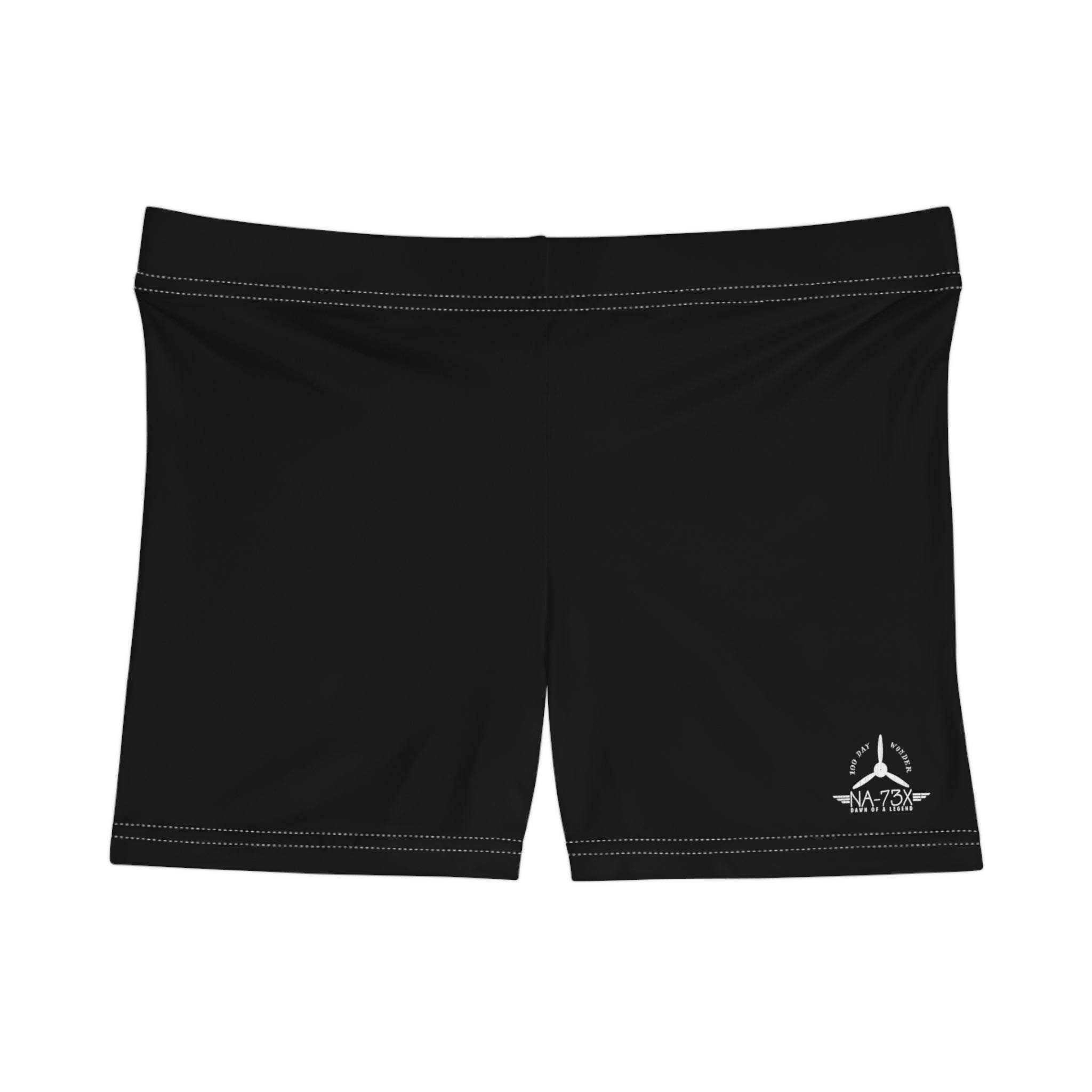 WOMEN'S 100 DAY WONDER FITNESS SHORTS - S BOTTOM LEFT LEG , BLACK COLOR