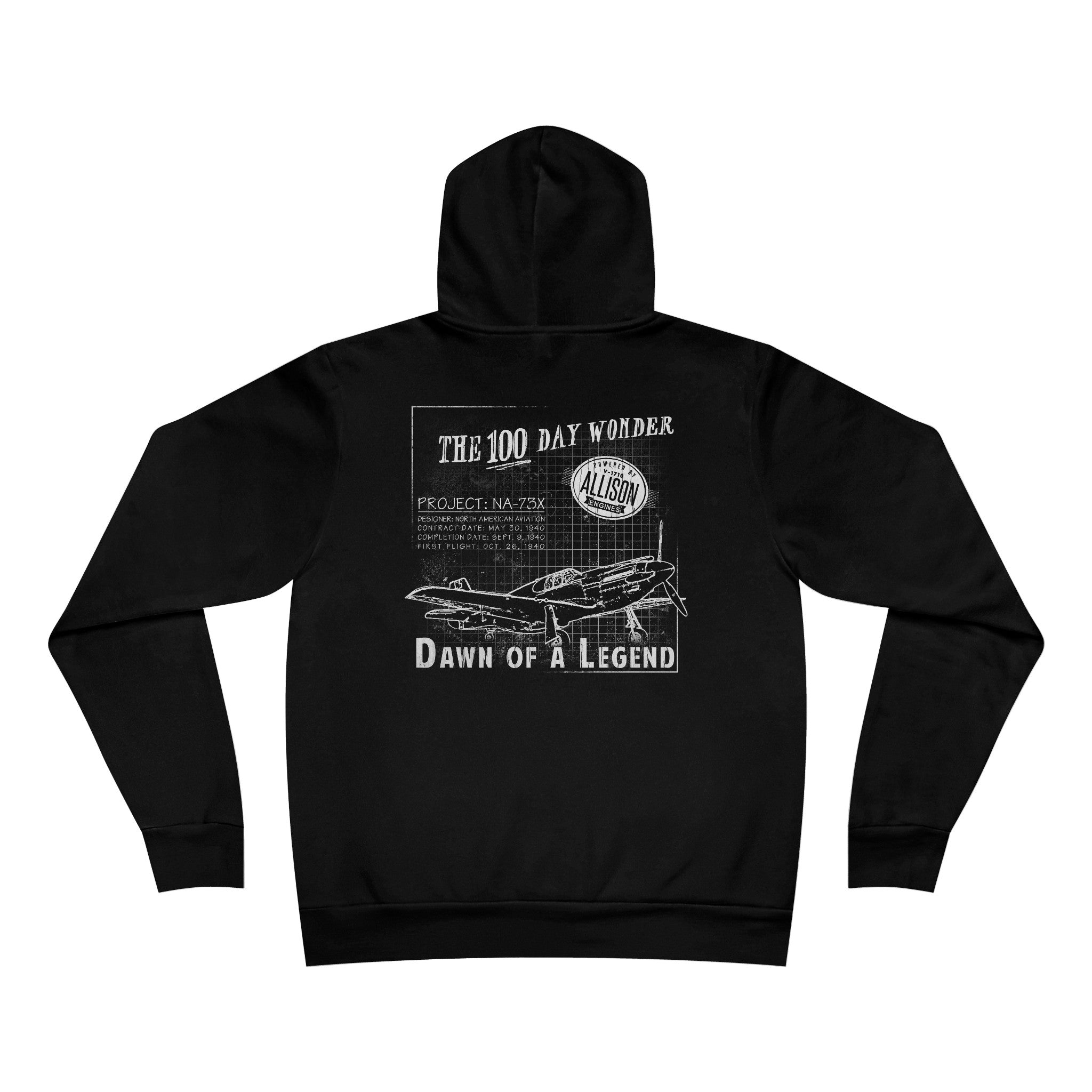 100 DAY WONDER SPONGE FLEECE PULLOVER HOODIE - S CENTER CHEST, LARGE BACK LOGO