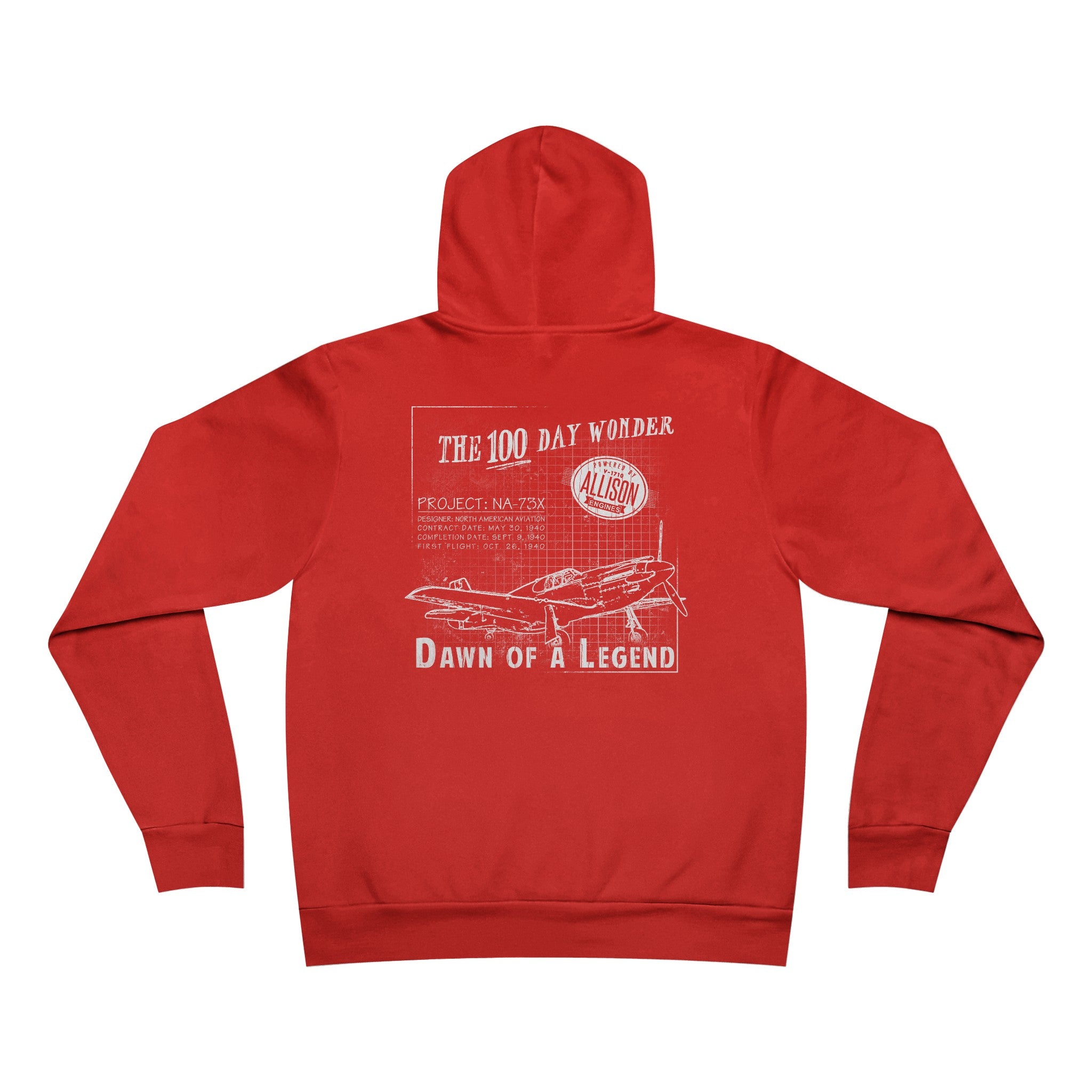 100 DAY WONDER SPONGE FLEECE PULLOVER HOODIE - S CENTER CHEST, LARGE BACK LOGO