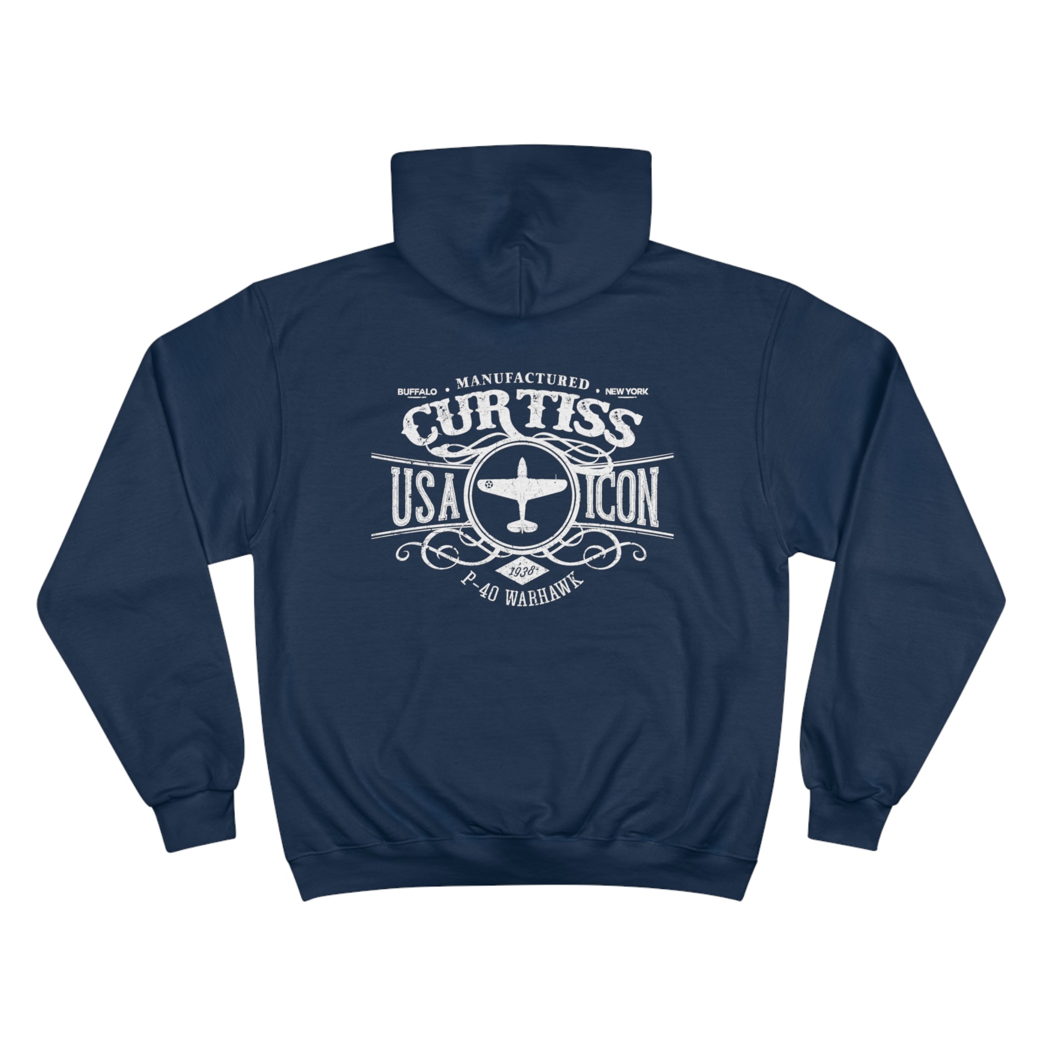 CURTISS USA ICON P-40 CHAMPION HOODIE - VERTICAL CHEST, LARGE BACK LOGO