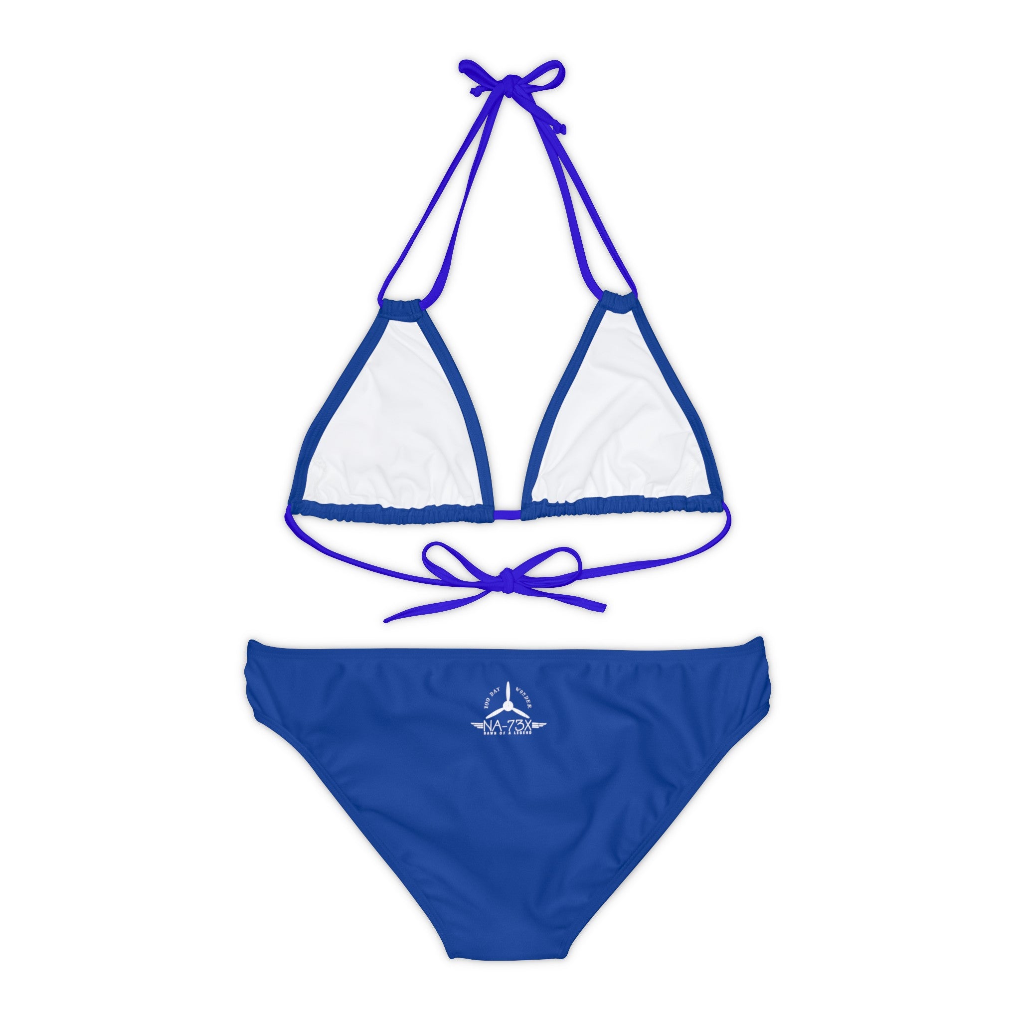 WOMEN'S 100 DAY WONDER STRAPPY BIKINI SET - S REAR WAIST, DARK BLUE COLOR