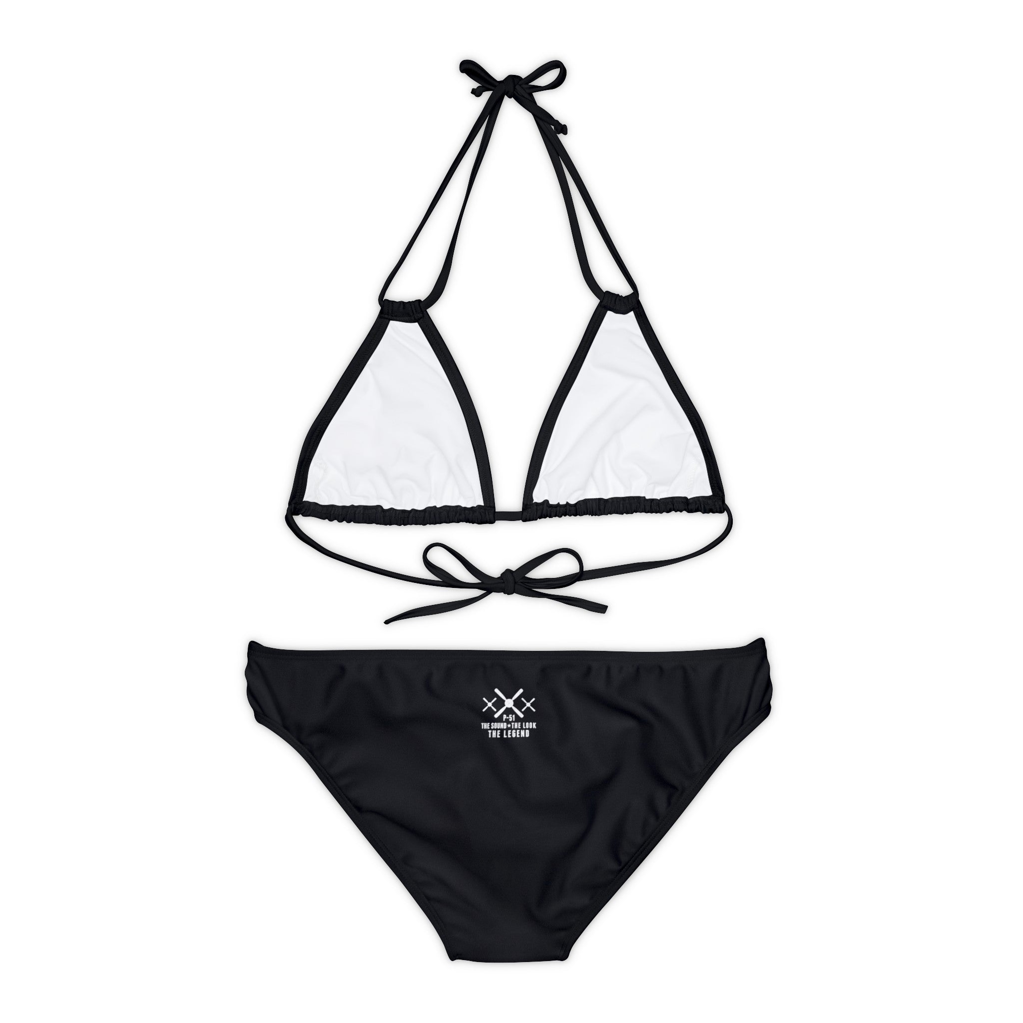 WOMEN'S MUSTANG LEGEND STRAPPY BIKINI SET - S REAR WAIST, BLACK COLOR