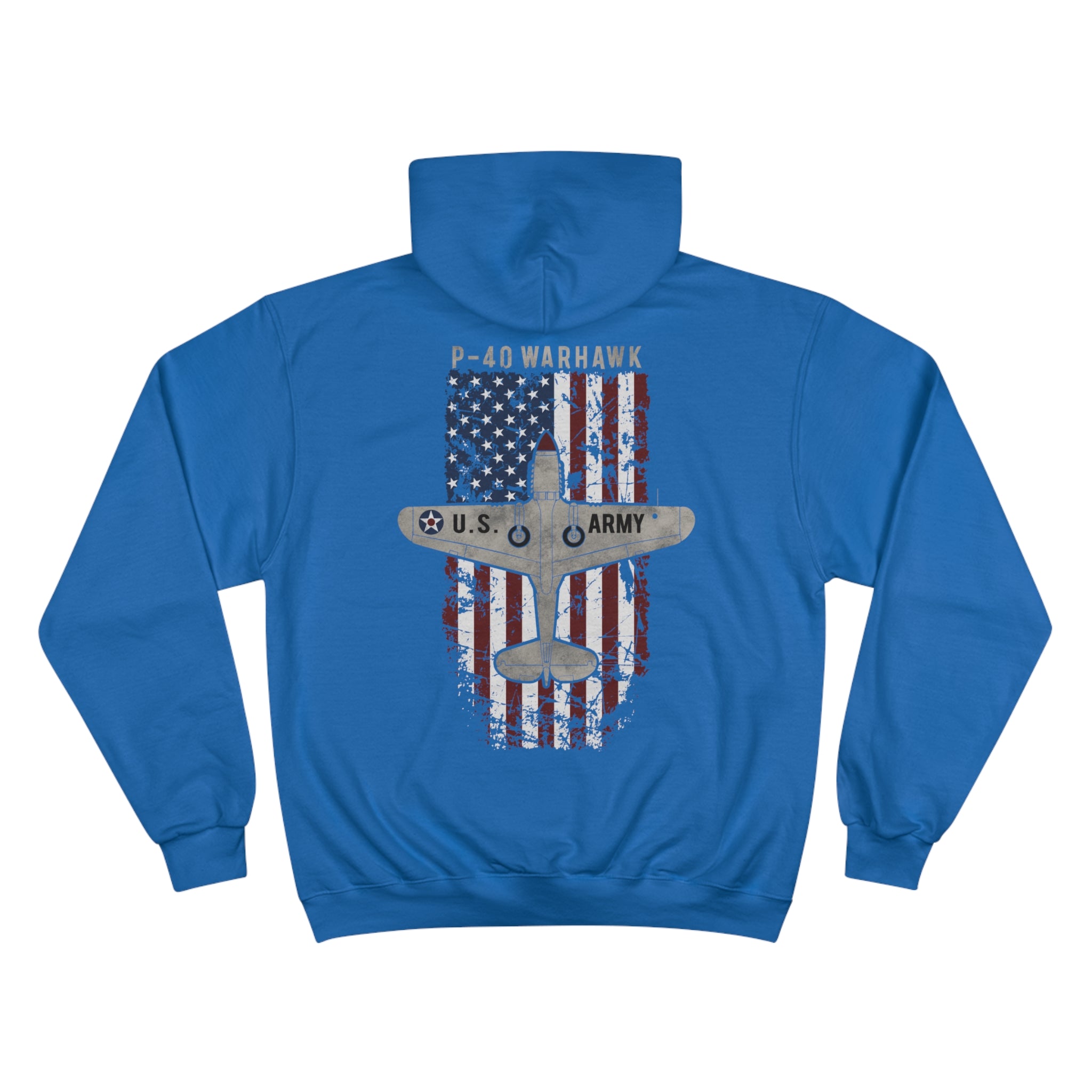 AMERICAN ICON P-40 CHAMPION HOODIE - VERTICAL CHEST, LARGE BACK LOGO