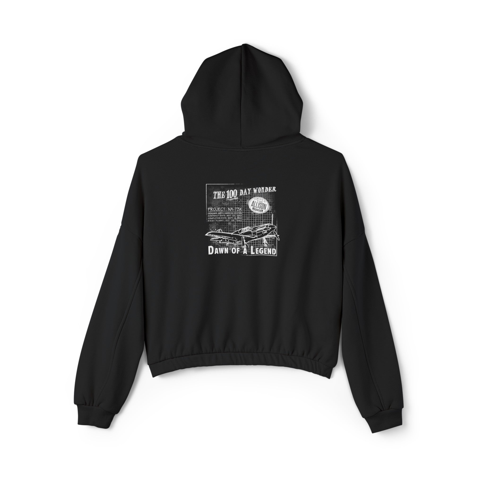WOMEN'S 100 DAY WONDER CROPPED HOODIE - S CENTER CHEST, LARGE BACK LOGO