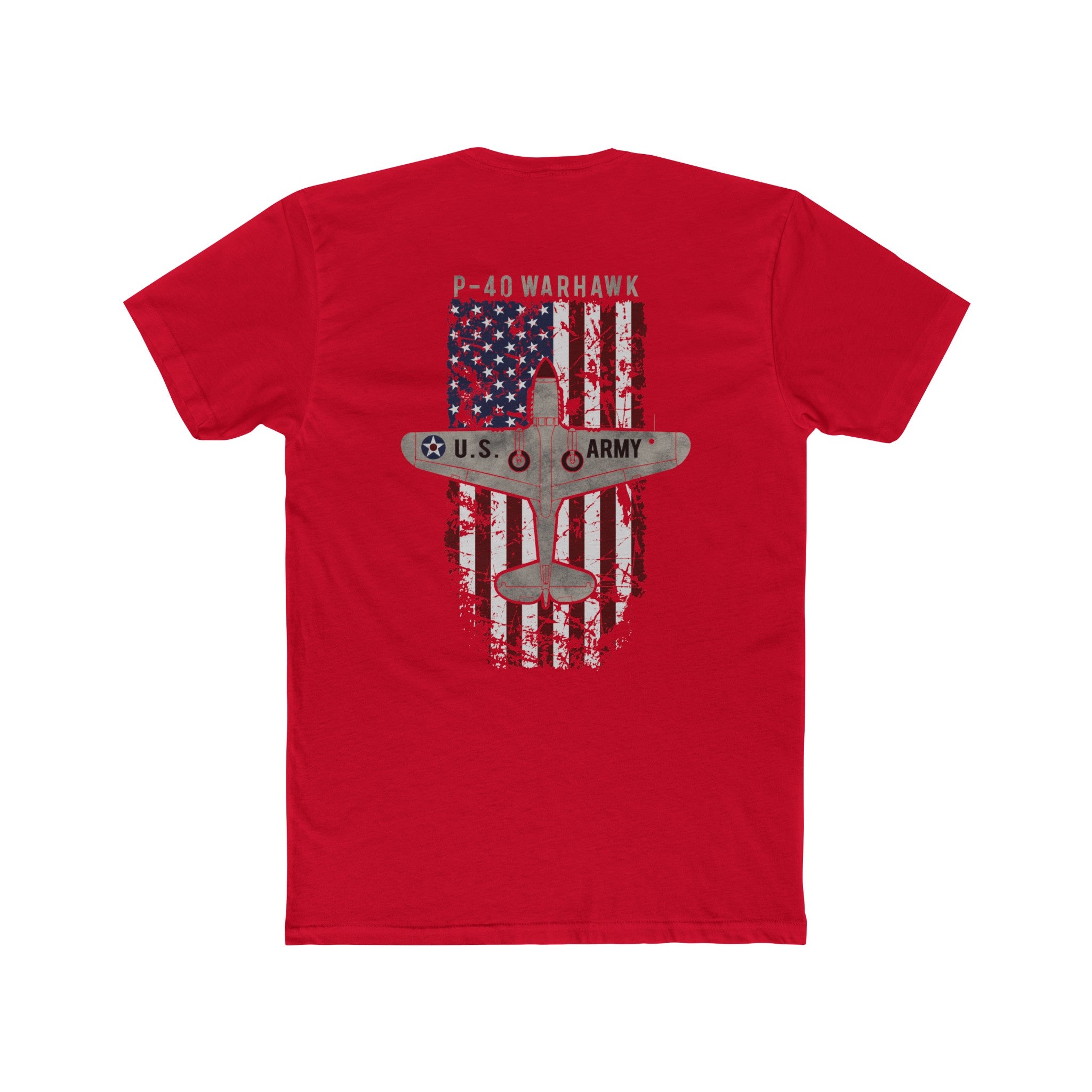 AMERICAN ICON P-40 COTTON TEE - LEFT CHEST LOGO, LARGE BACK IMAGE